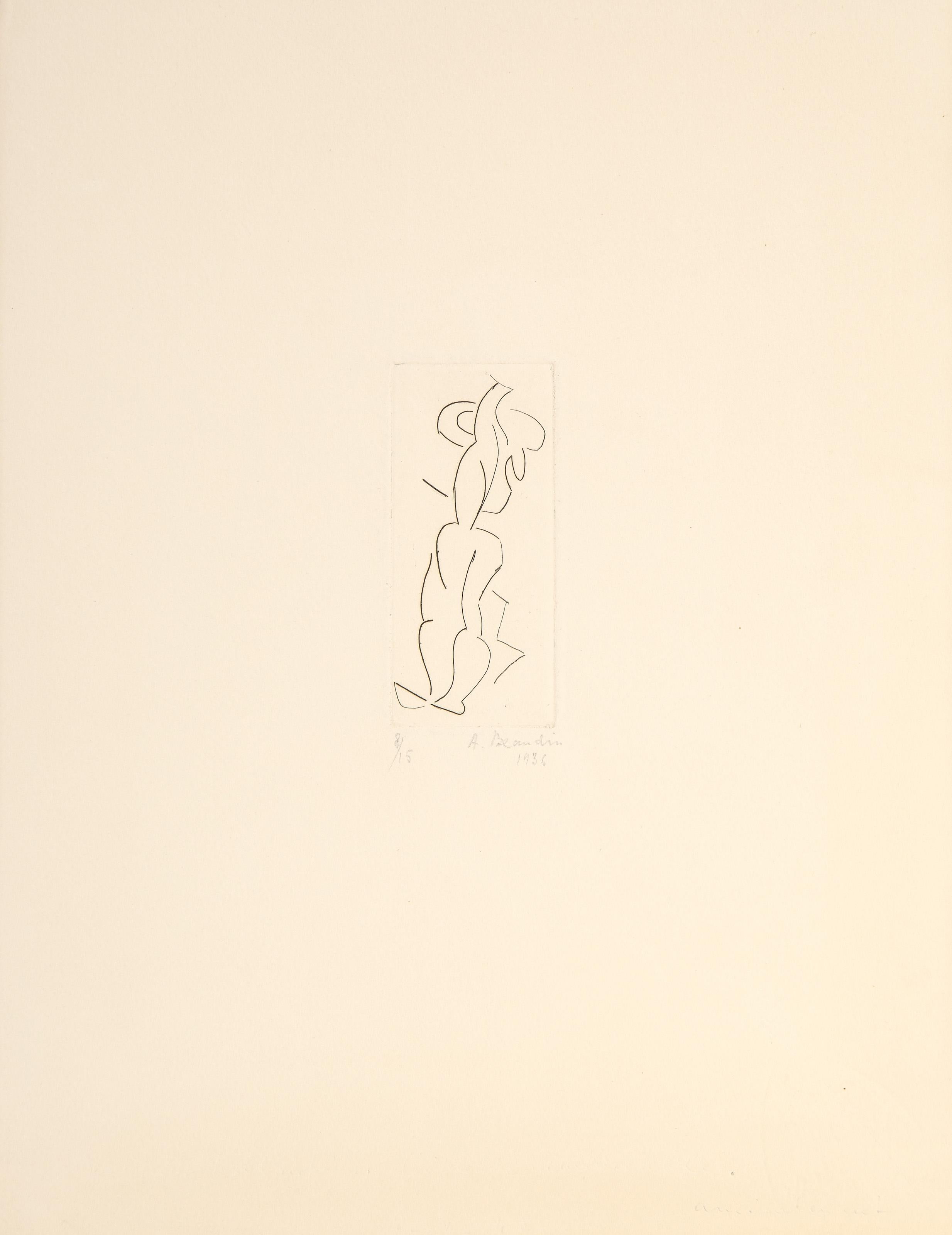 Nude Figure, Cubist Etching by Andre Beaudin 2