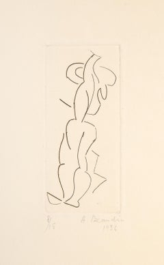 Figura nuda, acquaforte cubista di Andre Beaudin