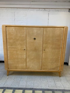 André Beaudoin, Art Deco Cabinet in Sycamore and Bronze, circa 1940-1950