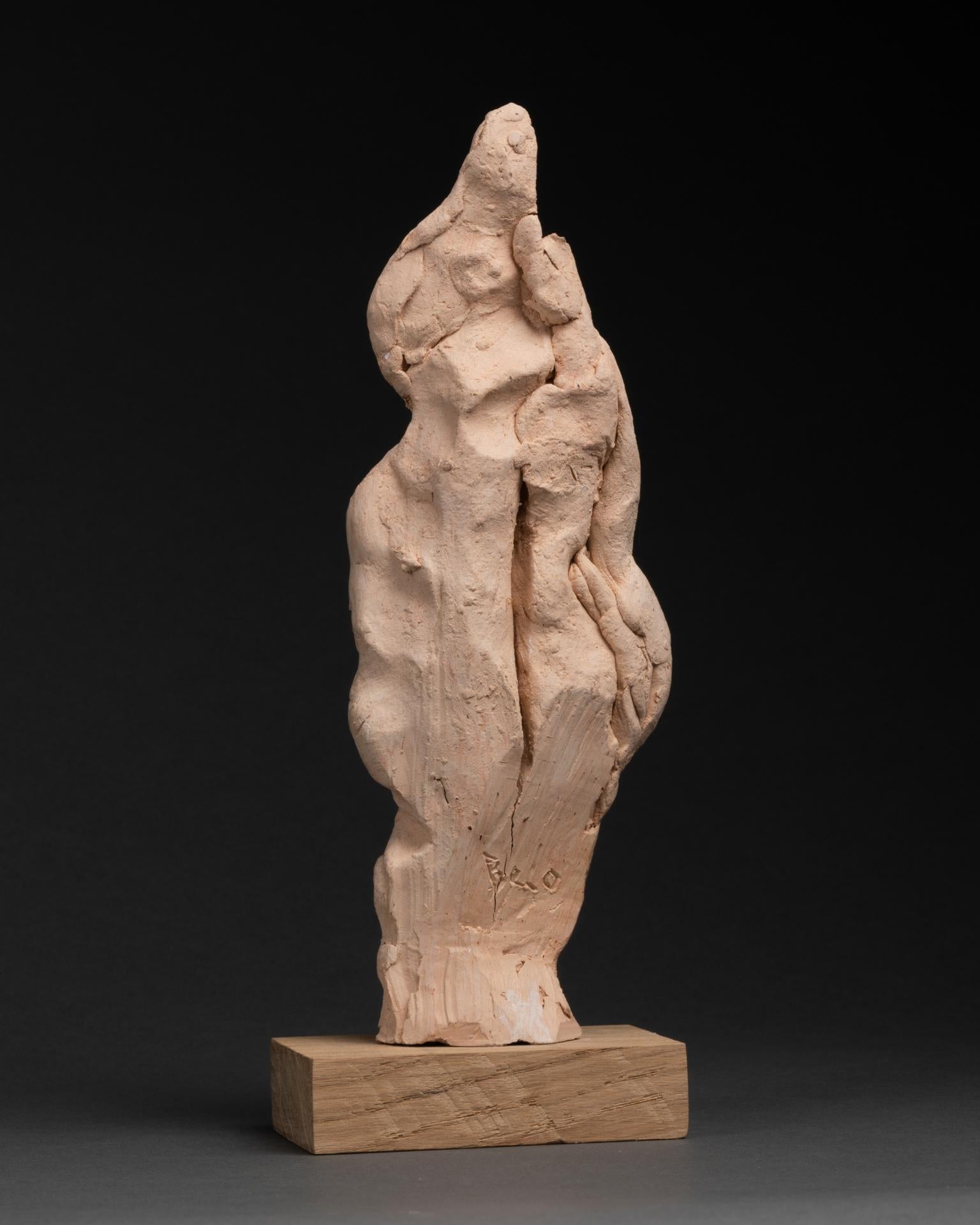 Mid-Century moderno André Belo (1908-1976) - Coppia stilizzata, Terracotta bianca, Circa 1960 in vendita