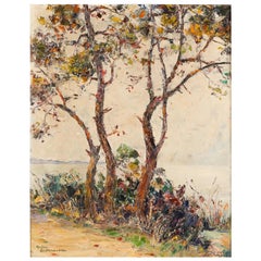 Impressionist French Coastal Oil Painting On Wood Panel