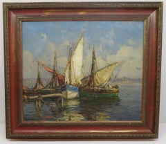 ANDRE BERRONEAU (1886-1973) French Marine Impressionist Oil Painting ST TROPEZ