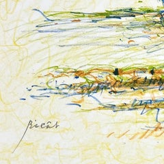 Tuscan Bunch, 1987 - Stilllebendruck von Blumen in einer Vase, Neutral mit Rot