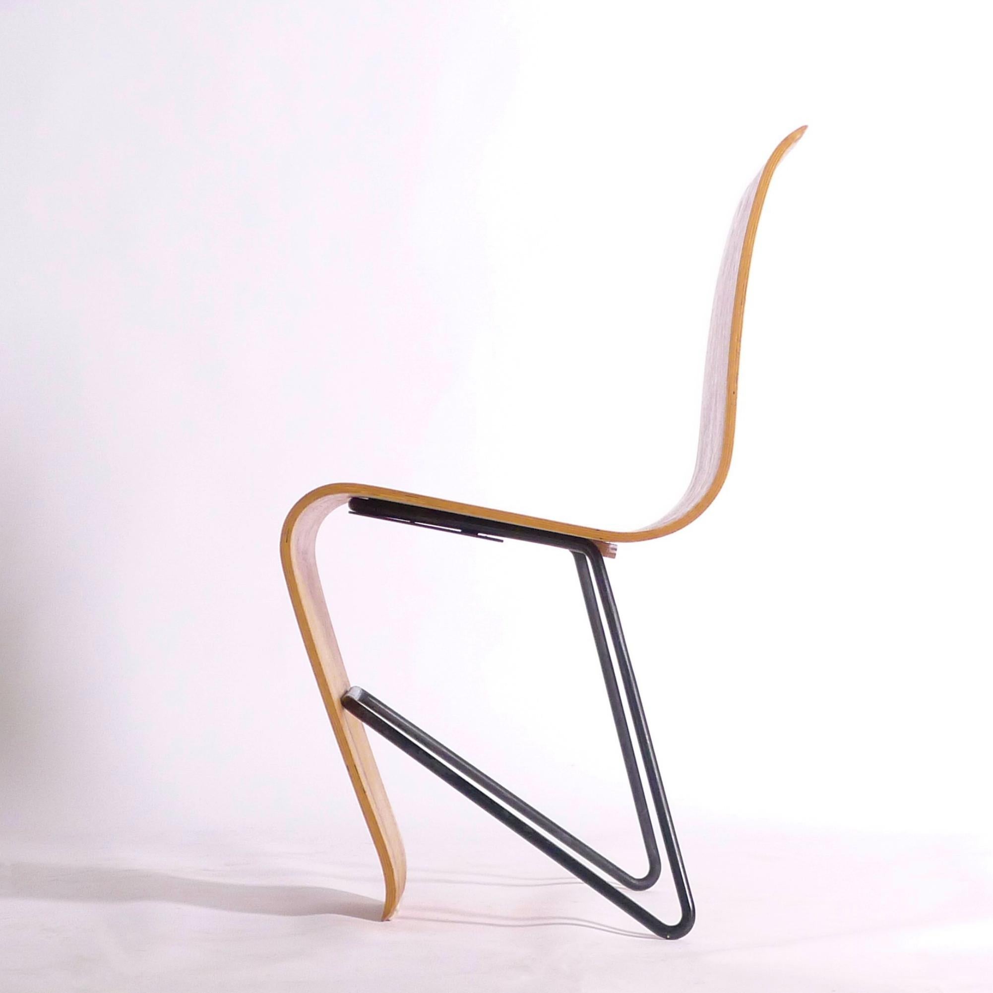 Mid-Century Modern André Bloc, Early Original 'Bellevue' Chair, circa 1951, birch plywood and metal
