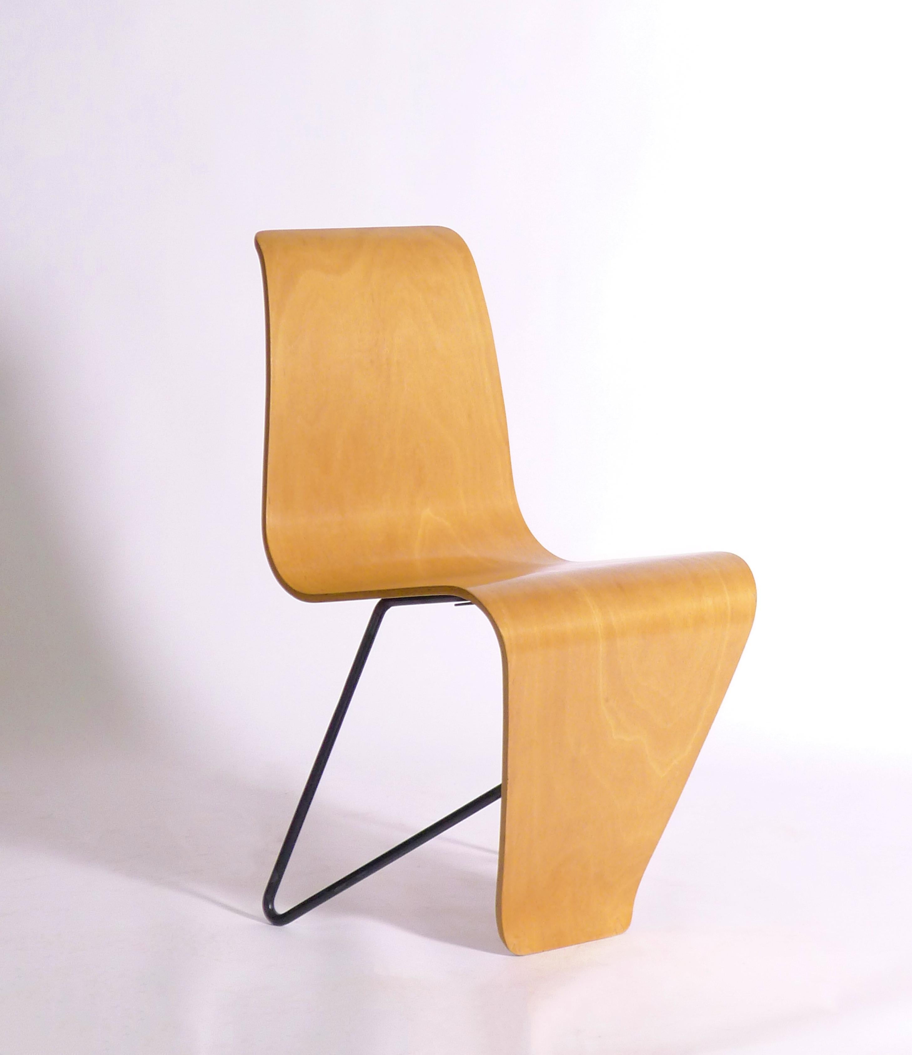 André Bloc, Early Original 'Bellevue' Chair, circa 1951, birch plywood and metal 1