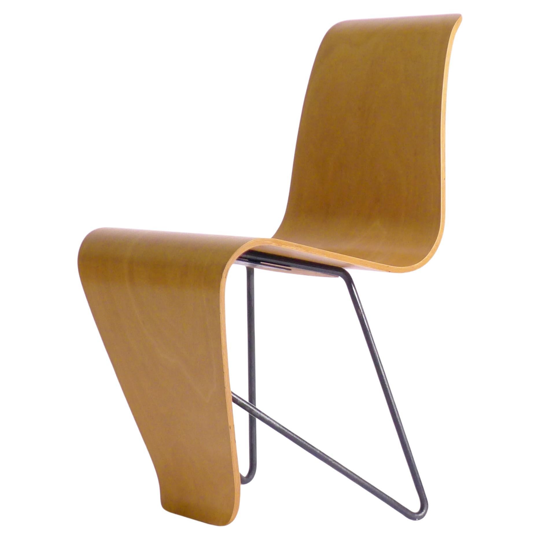 André Bloc, Early Original 'Bellevue' Chair, circa 1951, birch plywood and metal