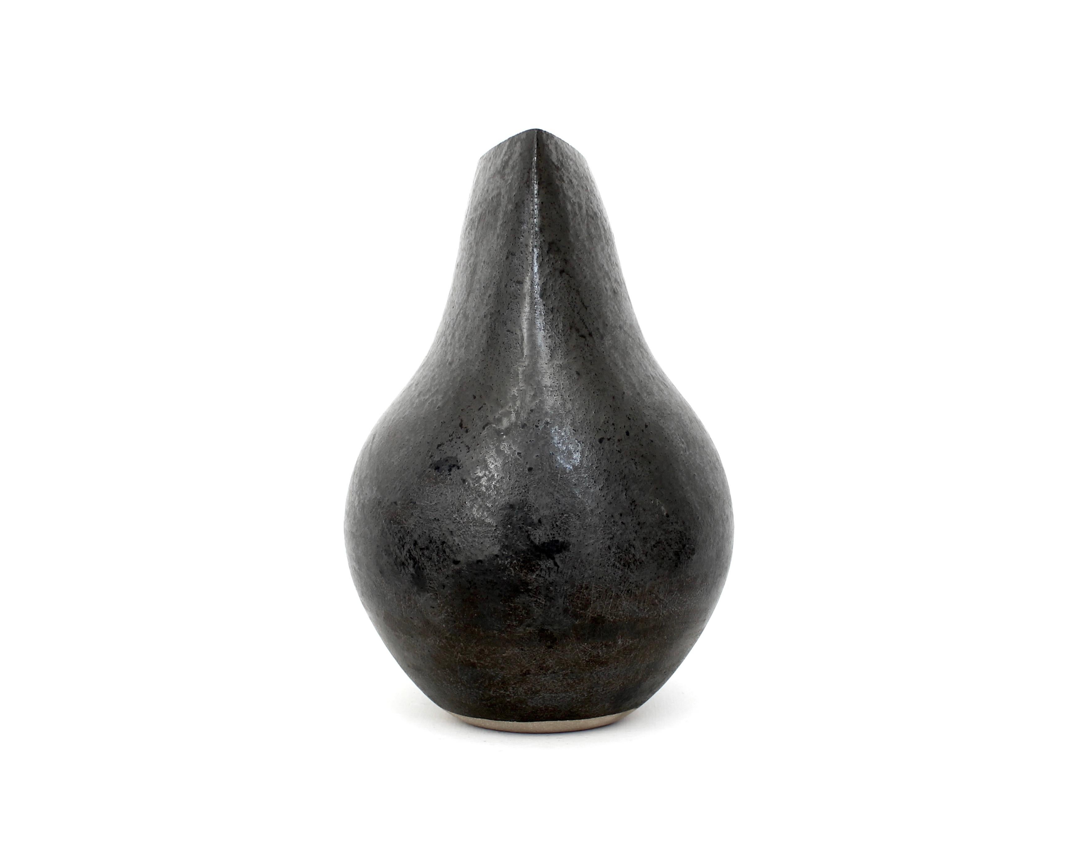 Andre Bloch Vaso basso francese in ceramica con smalto nero c 2024 in vendita 2
