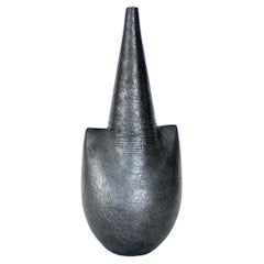 Andre Bloch French Tall Ceramic Vase in Black Glaze c 2010