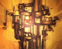 André Borderie "La Tour de Feu" Original Hand-woven Wool Tapestry