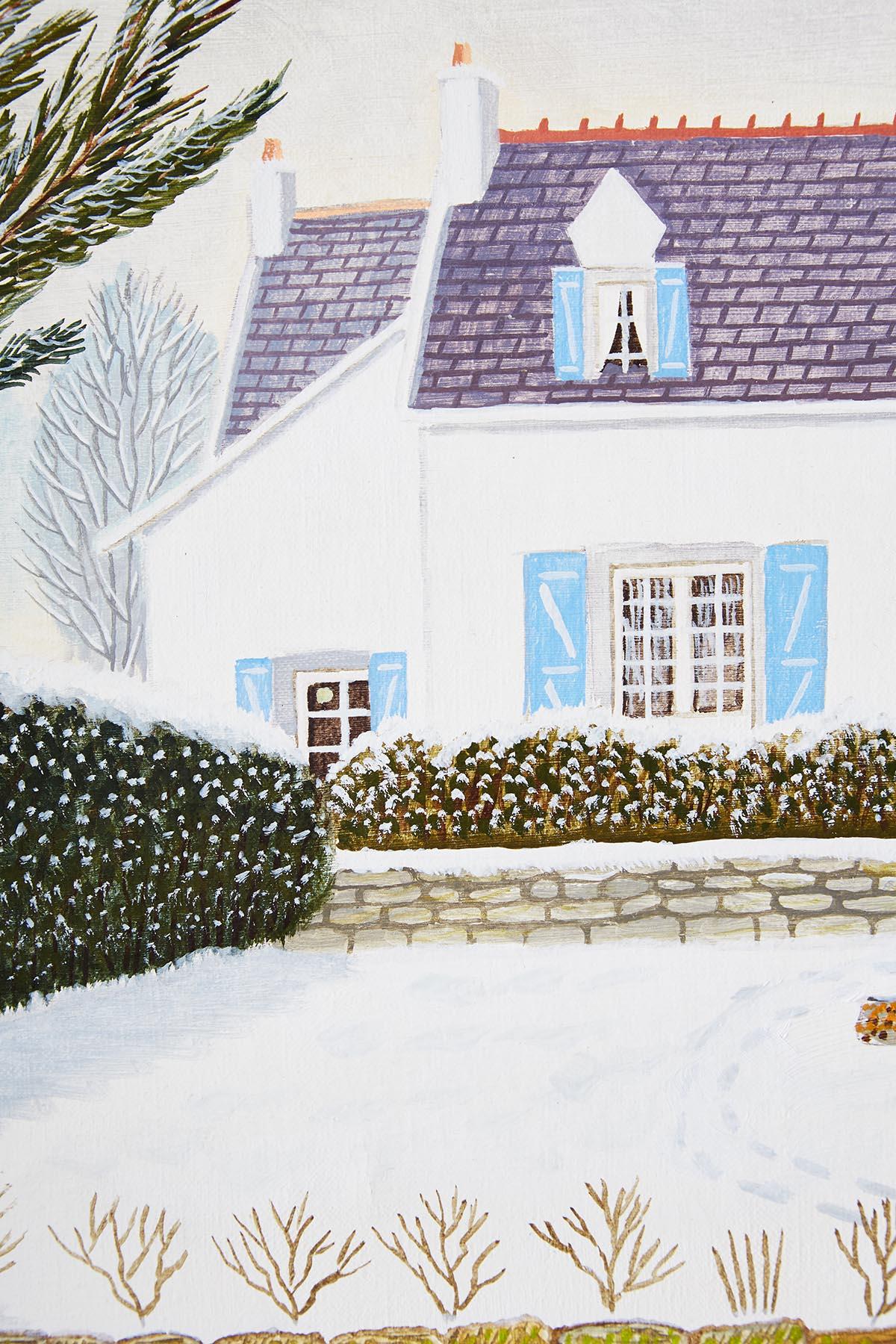 Andre Bouquet Oil on Canvas House with Snow 3