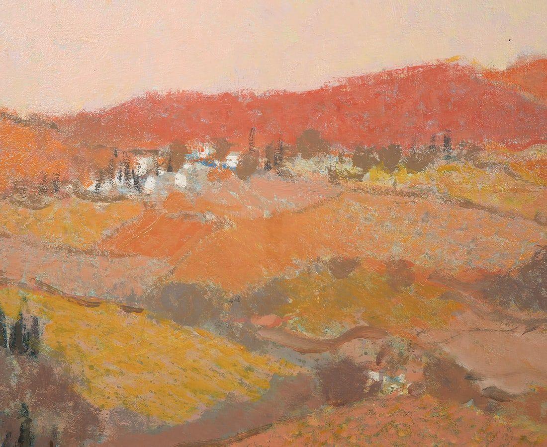 La Colline Rose El viñedo de Pink Hills Paisaje rural - Painting Impresionista de André Bourrie