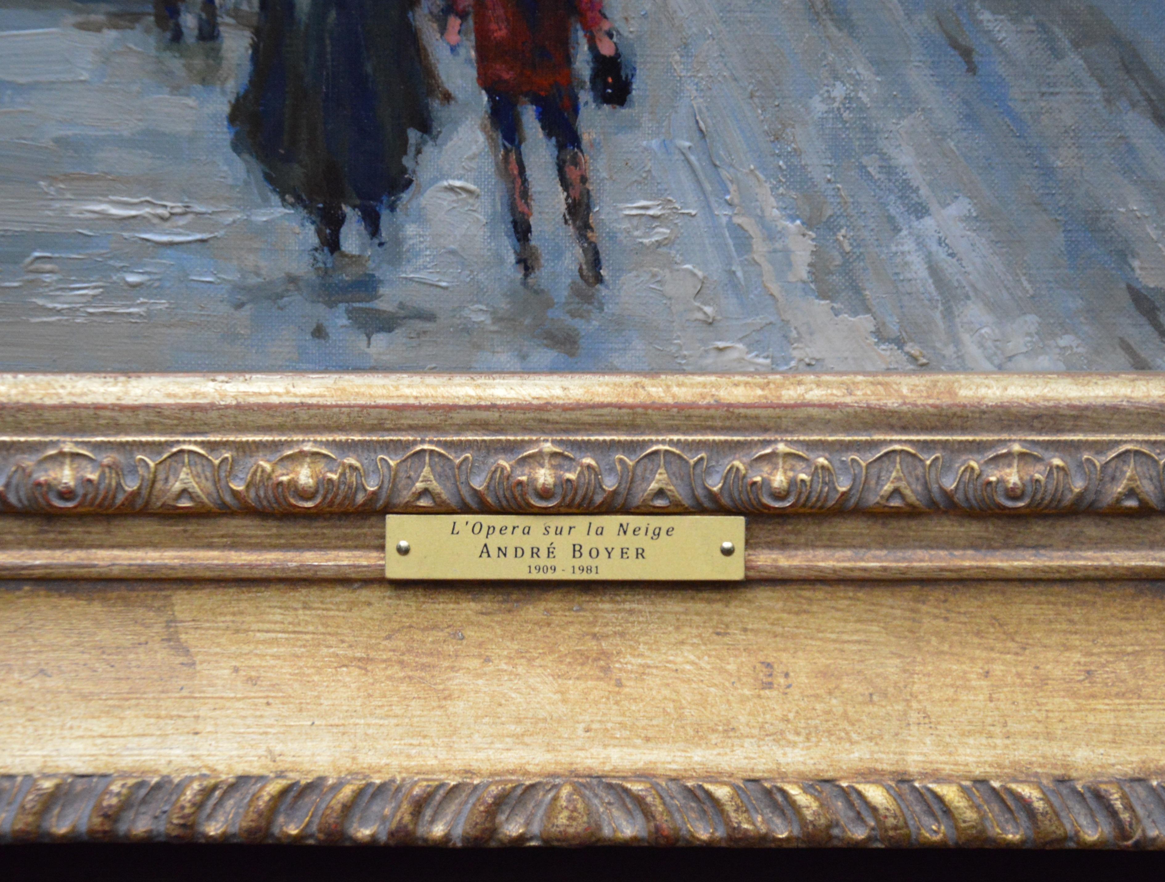 L'Opera sur la Neige - Post Impressionist Oil Painting Scene of 1930s Paris  4