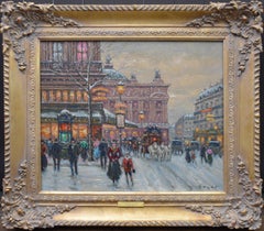 L'Opera sur la Neige - Post Impressionist Oil Painting Scene of 1930s Paris