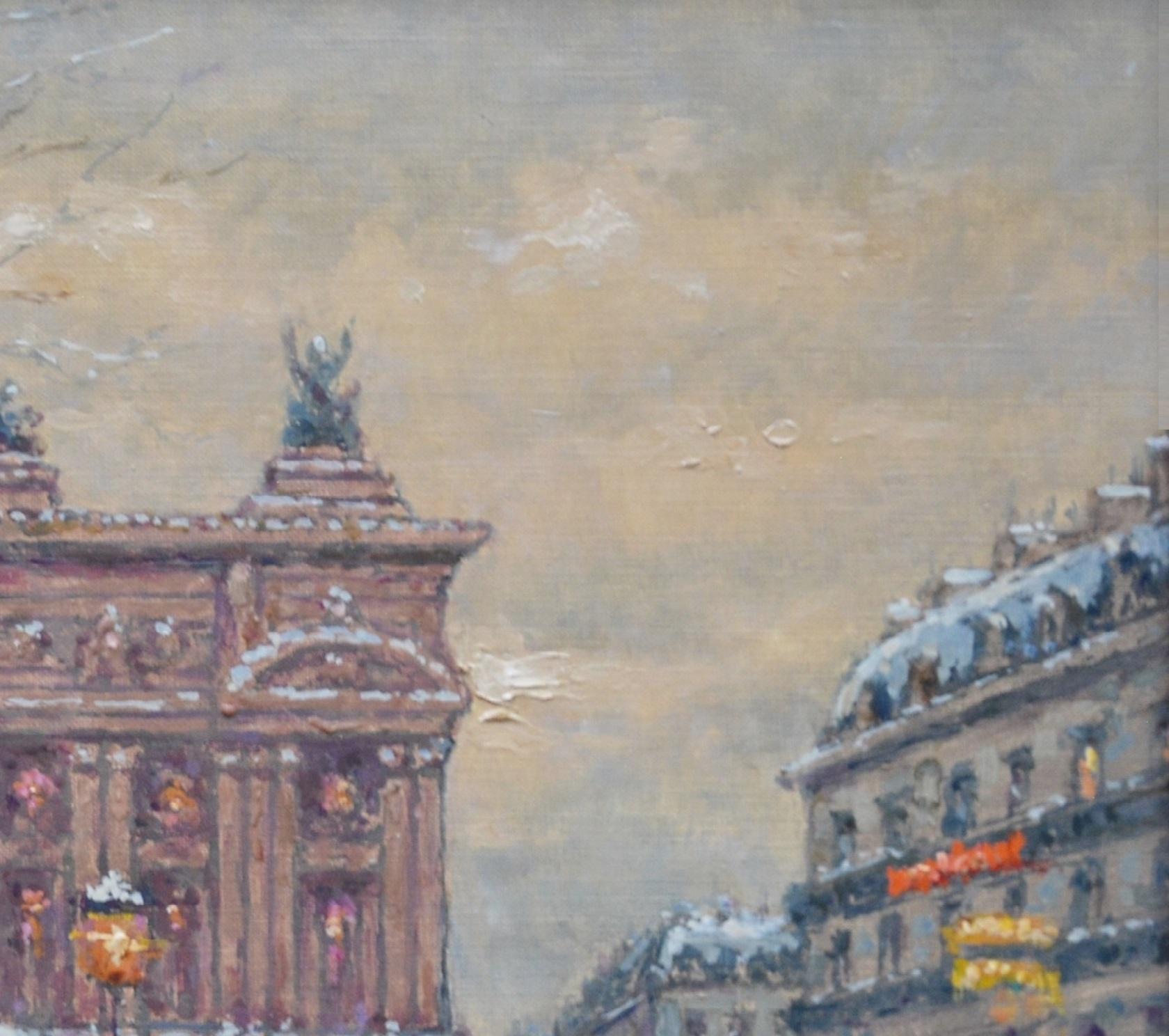 L'Opera sur la Neige - Post Impressionist Oil Painting Scene of 1930s Paris  1