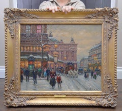 L'Opera sur la Neige - Post Impressionist Oil Painting Scene of 1930s Paris 