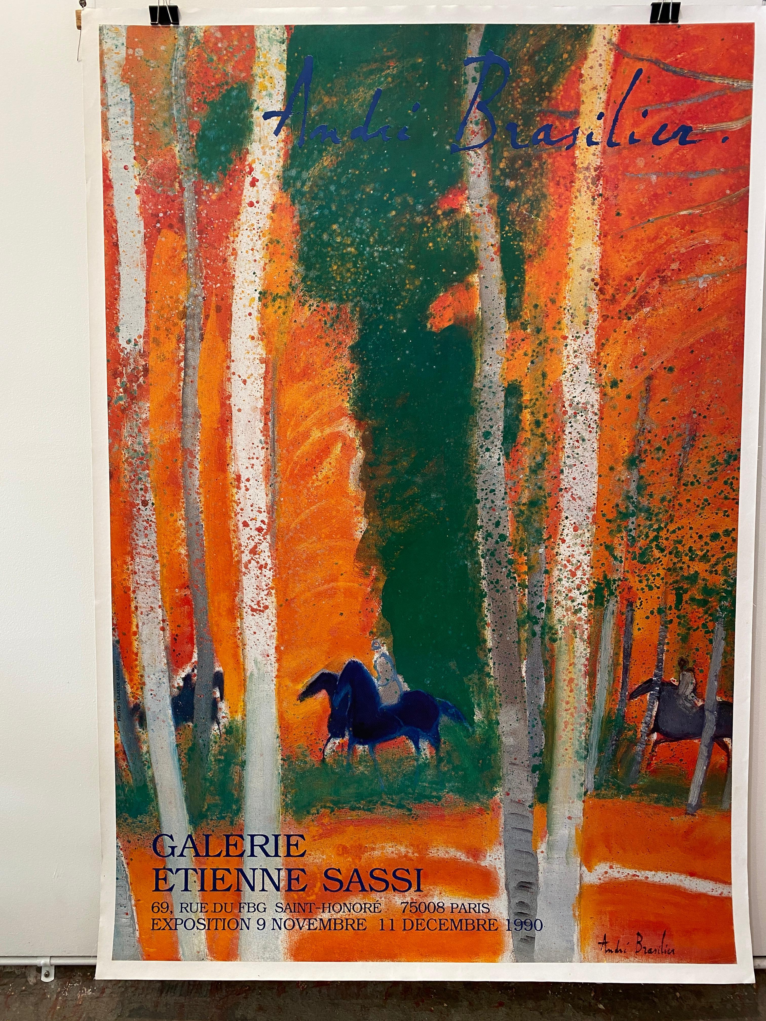 André Brasilier Cartel original de exposición GALERIE ETIENNE SASSI, 1990 en venta 5