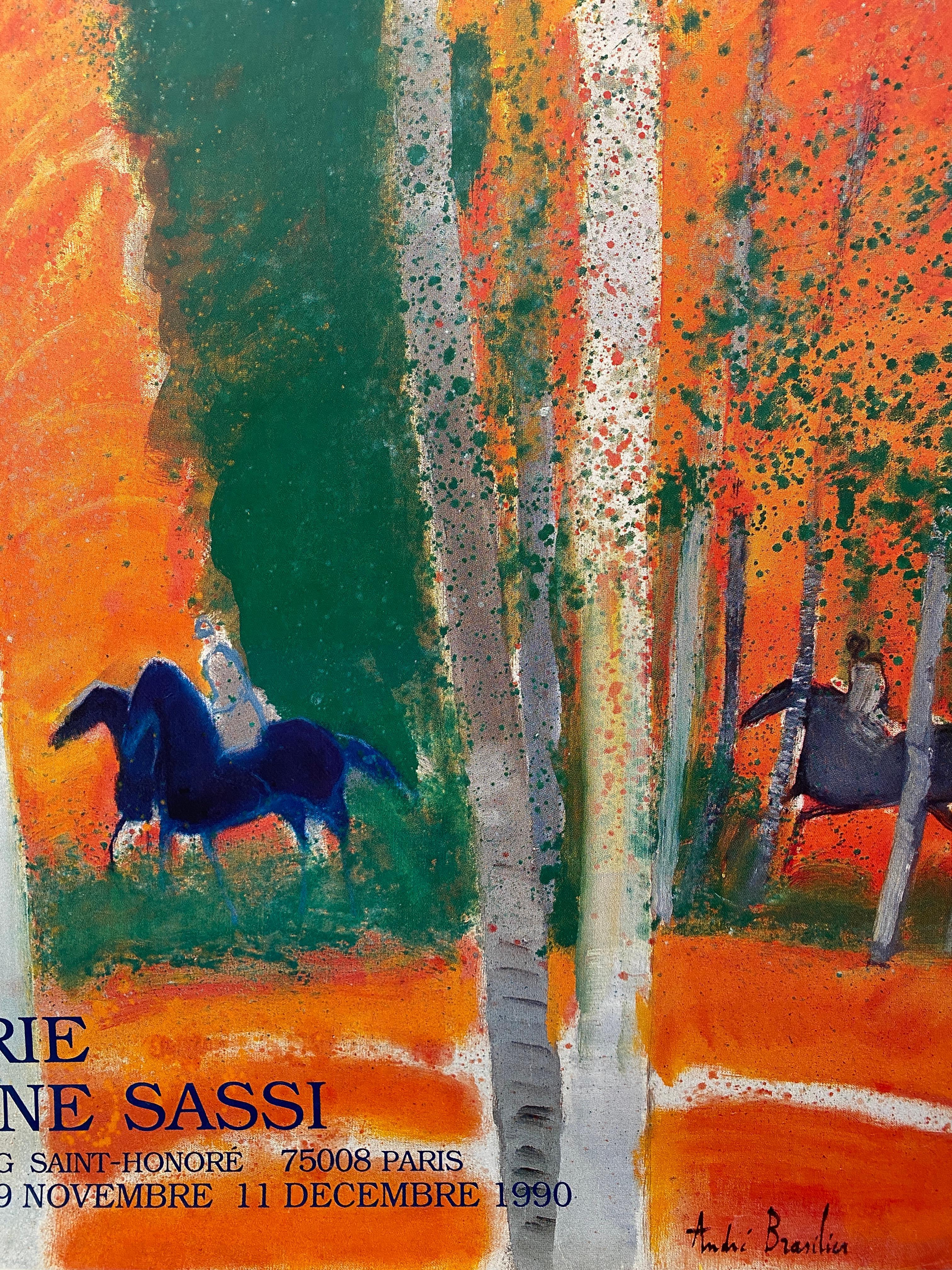 André Brasilier Cartel original de exposición GALERIE ETIENNE SASSI, 1990 finales del siglo XX en venta