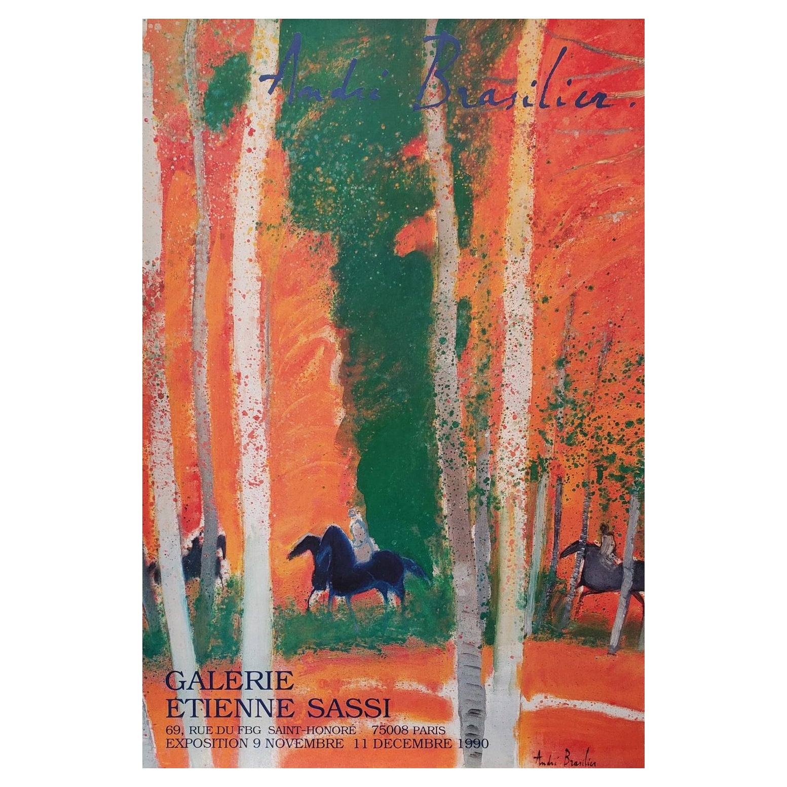 ANDRÉ BRASILIER Original-Ausstellungsplakat GALERIE ETIENNE SASSI, 1990 im Angebot
