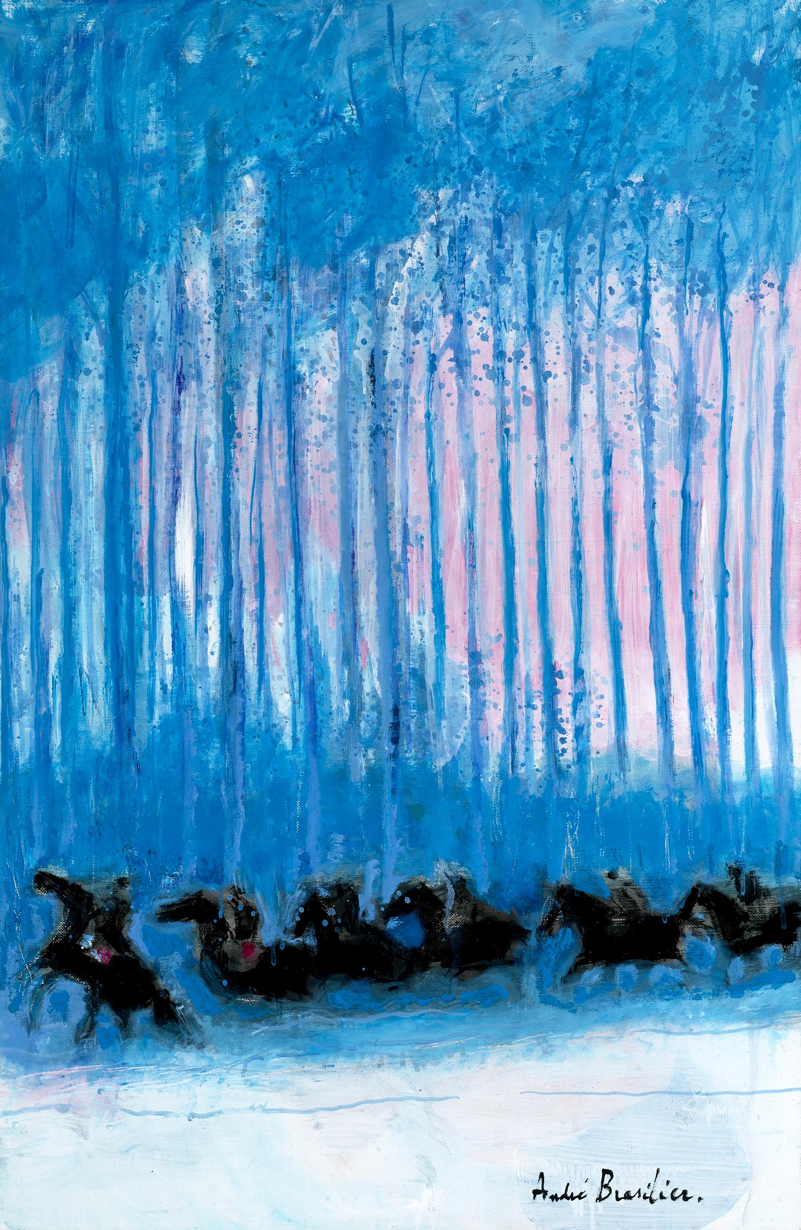 André Brasilier Landscape Painting - Apparition en forêt (Apparition in the Forest)