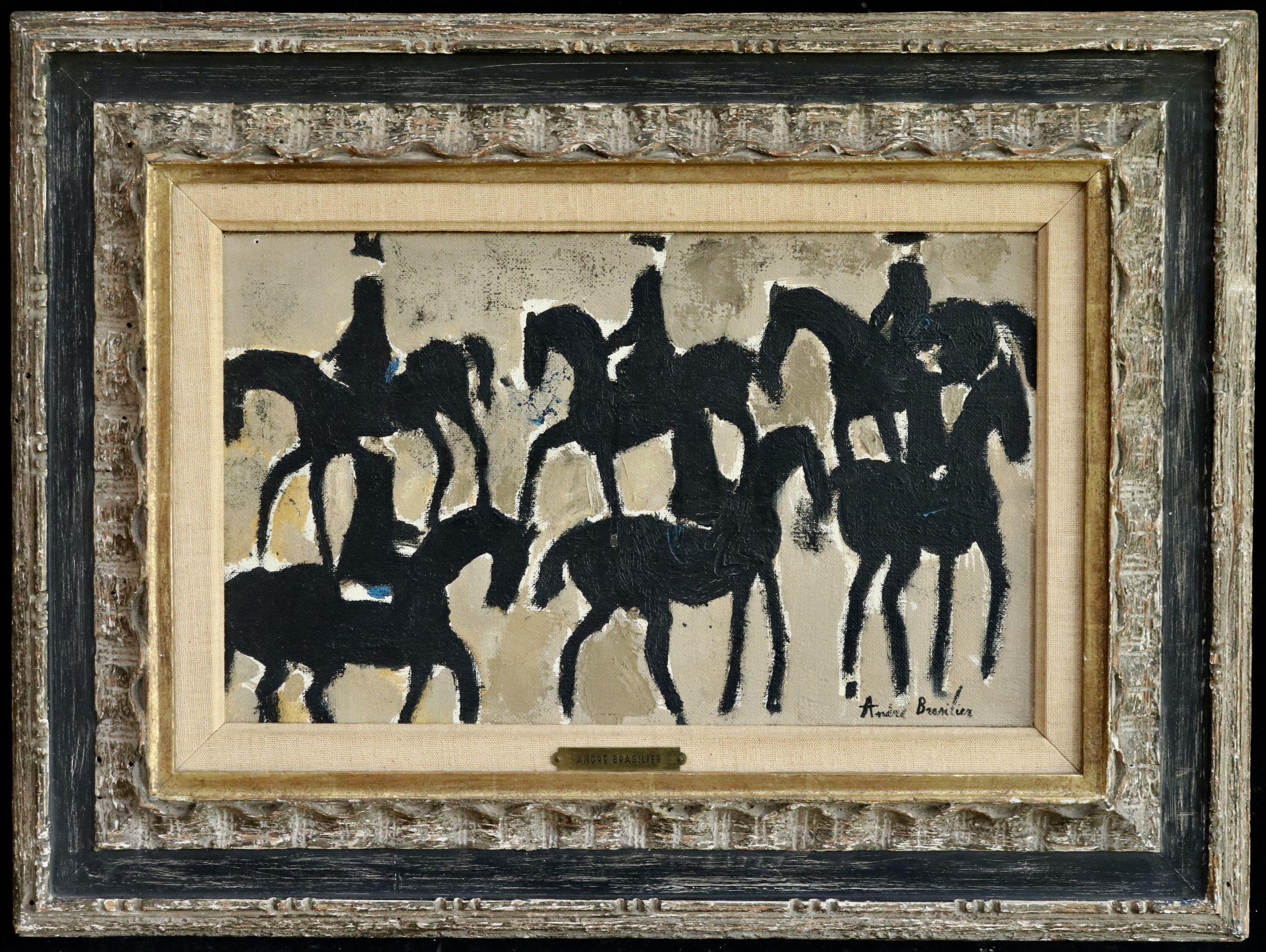 André Brasilier Animal Painting - Cavaliers - Saumur - 20th Century Oil, Horses & Riders by Andre Brasilier