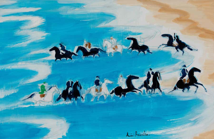 Chevauchée Maritime by André Brasilier - Painting, Landscape, Animal, Artwork