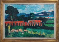 Italian Landscape (Tribute to Cezanne) - Orig. oil on canvas, Signed CERTIFICATE