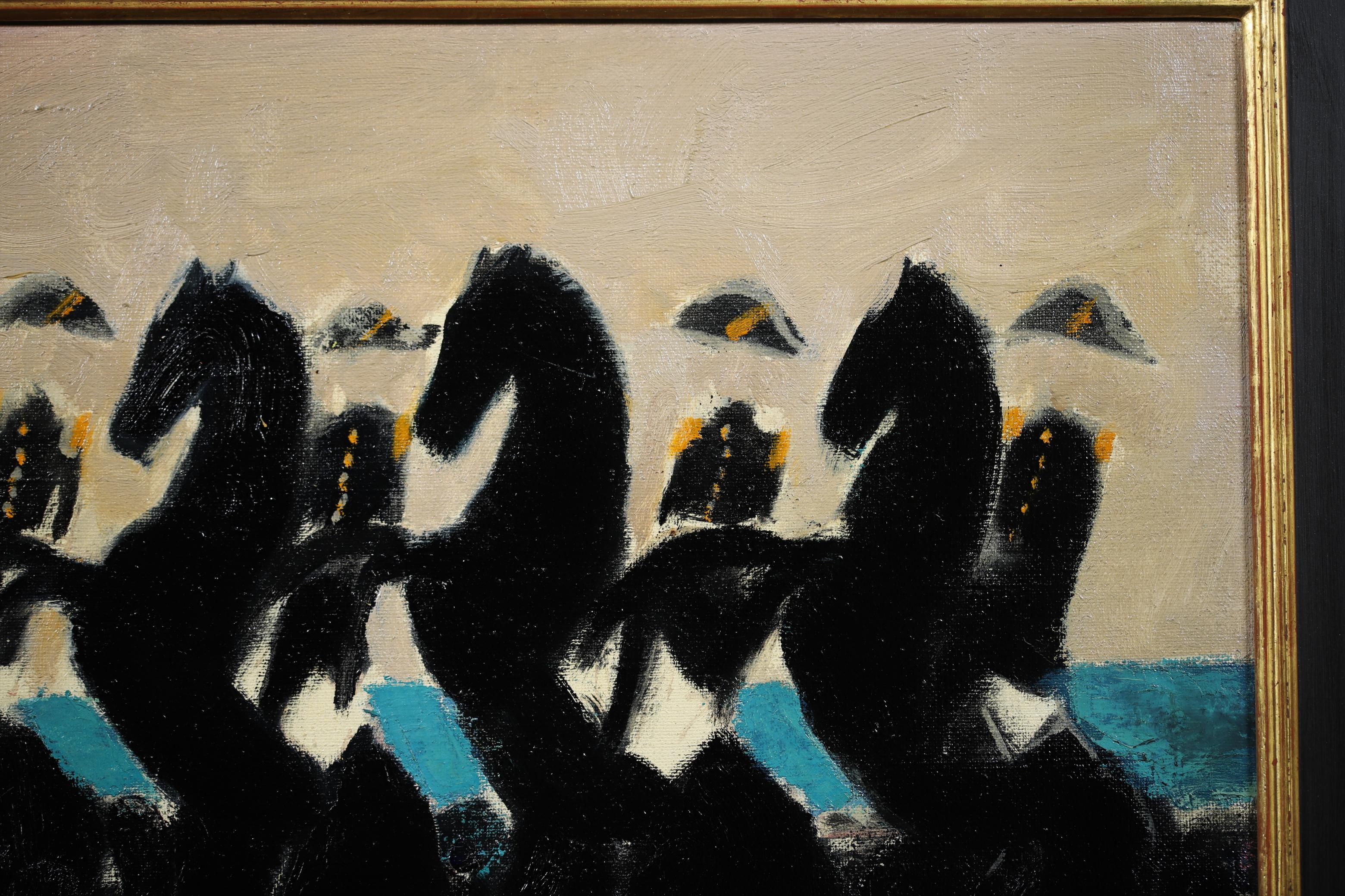 Le Cadre Noir de Saumur - Huile expressionniste, Figures à cheval par André Brasilier en vente 1