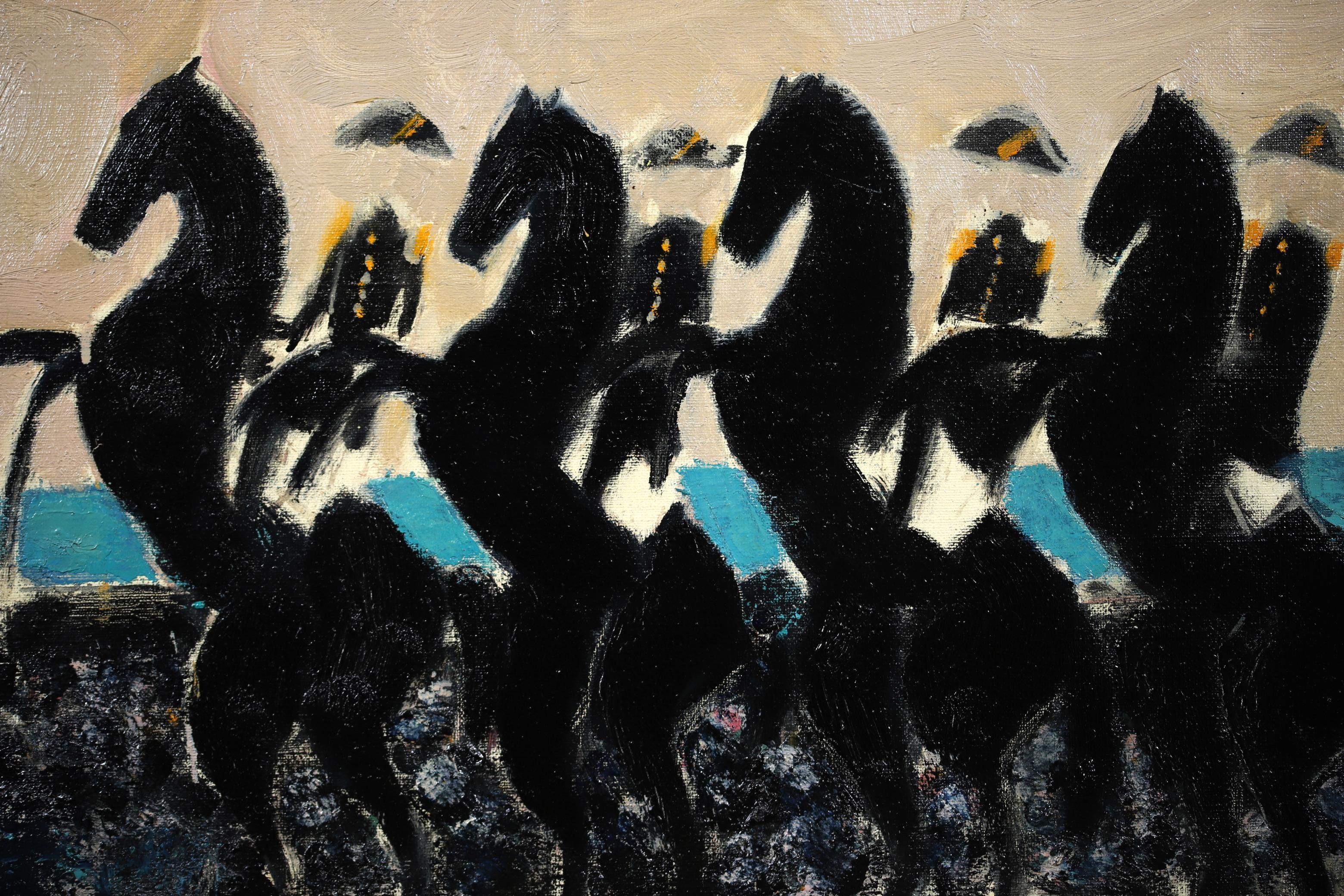 Le Cadre Noir de Saumur - Expressionist Oil, Figures on Horse by André Brasilier For Sale 2