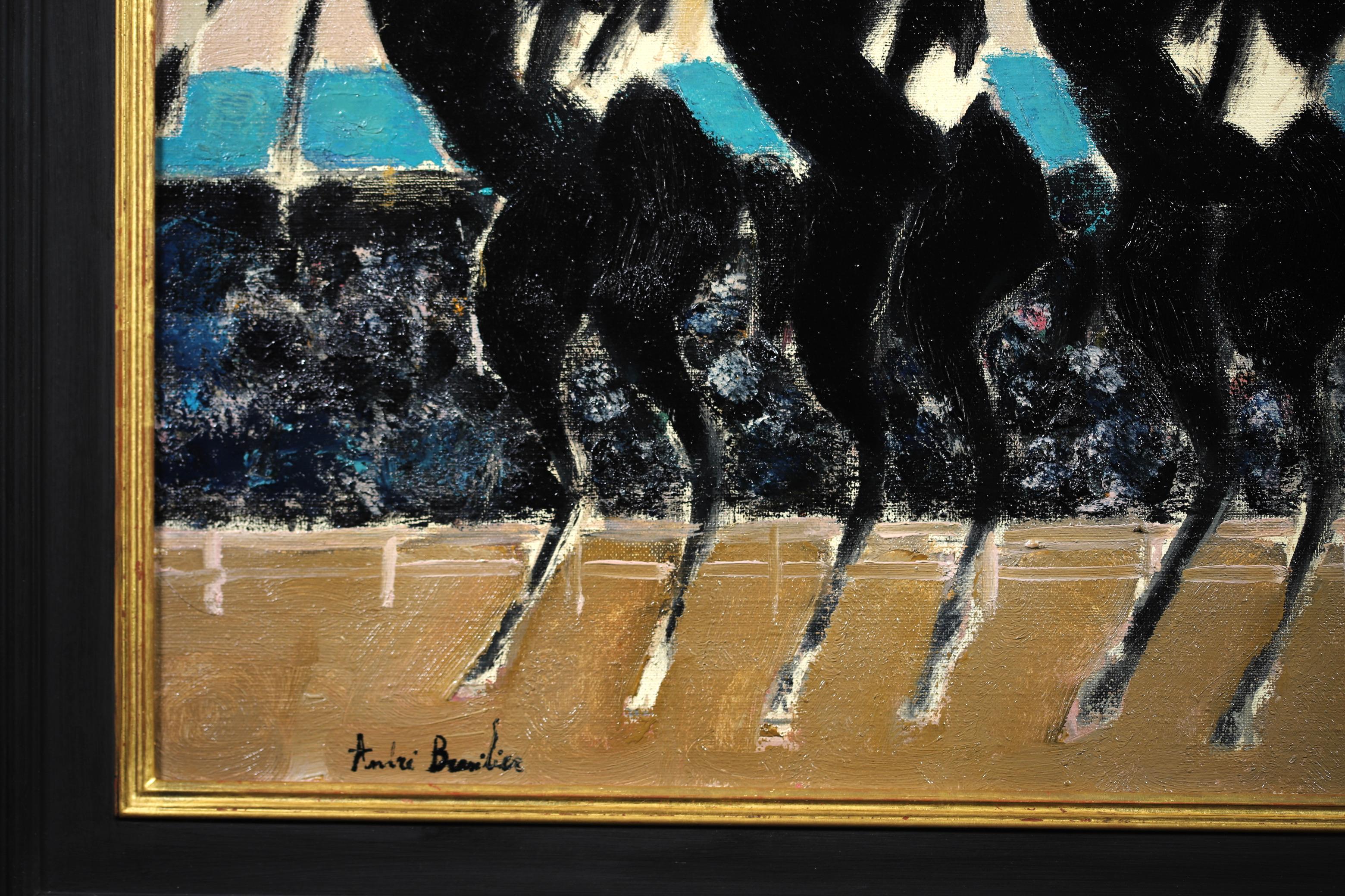 Le Cadre Noir de Saumur - Expressionist Oil, Figures on Horse by André Brasilier For Sale 3