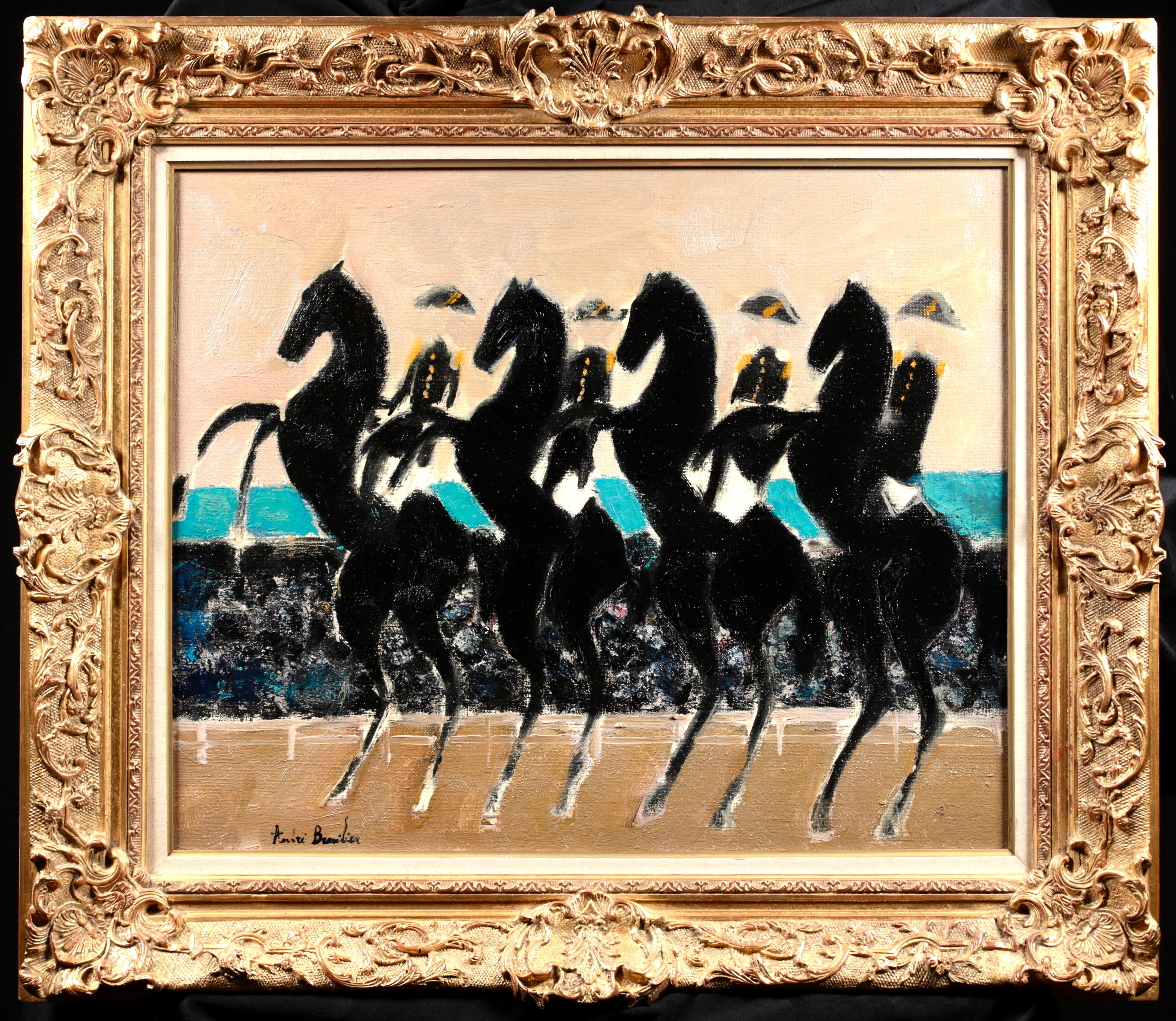 André Brasilier - Le Cadre Noir de Saumur - Expressionist Oil, Figures on  Horse by André Brasilier For Sale at 1stDibs