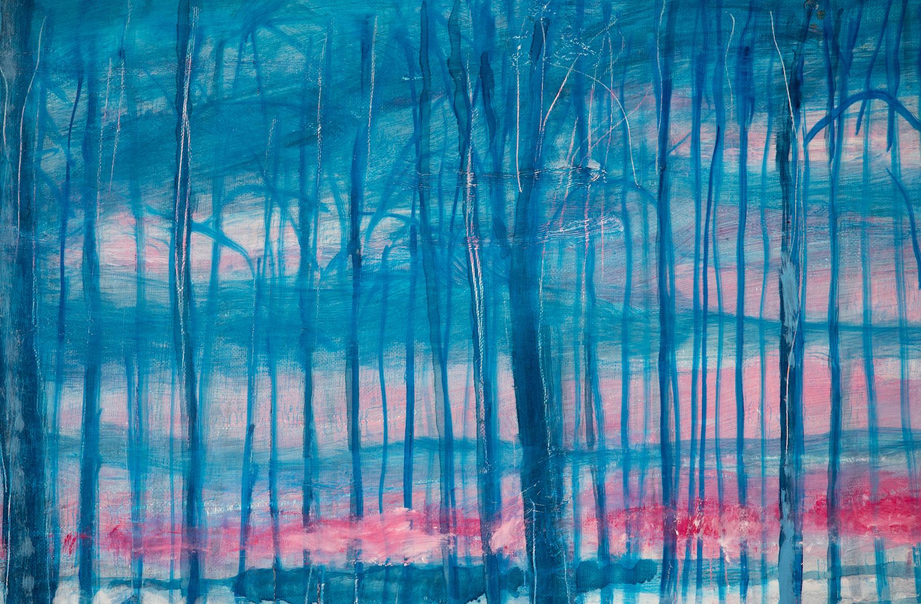 Soir d'hiver en Tardenois par André Brasilier - Peinture à l'huile animalière en vente 2
