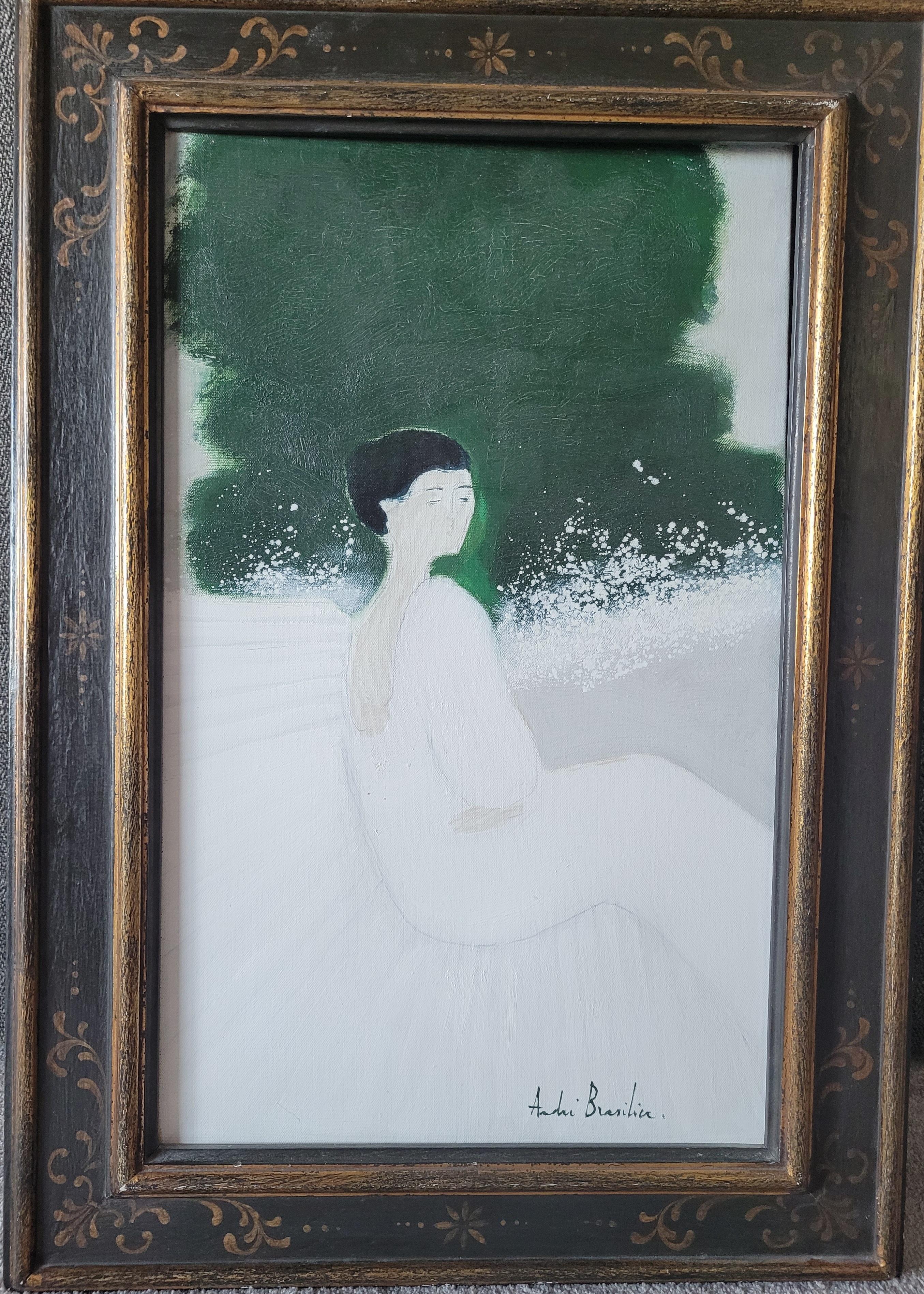 Die weiße Bank – Painting von André Brasilier