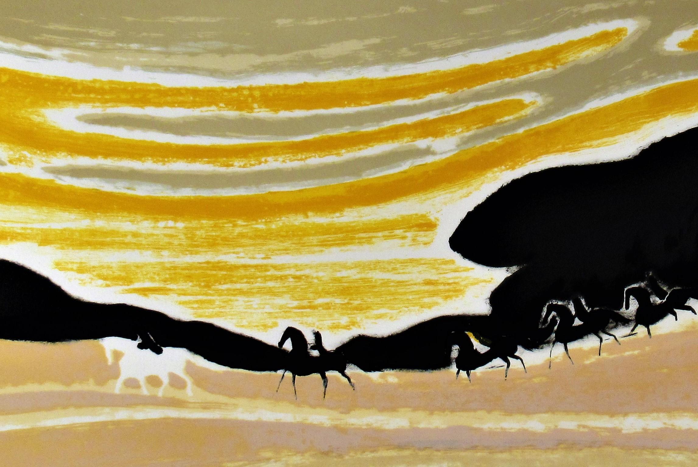 Cavaliers dans les Dunes - Expressionist Print by André Brasilier