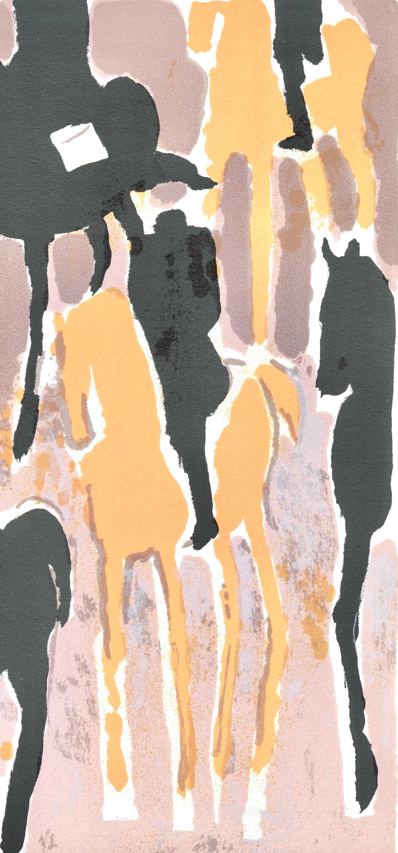 Le Cadre noir, Impresiones de la Imprenta Mourlot - Landscape Print Beige de André Brasilier