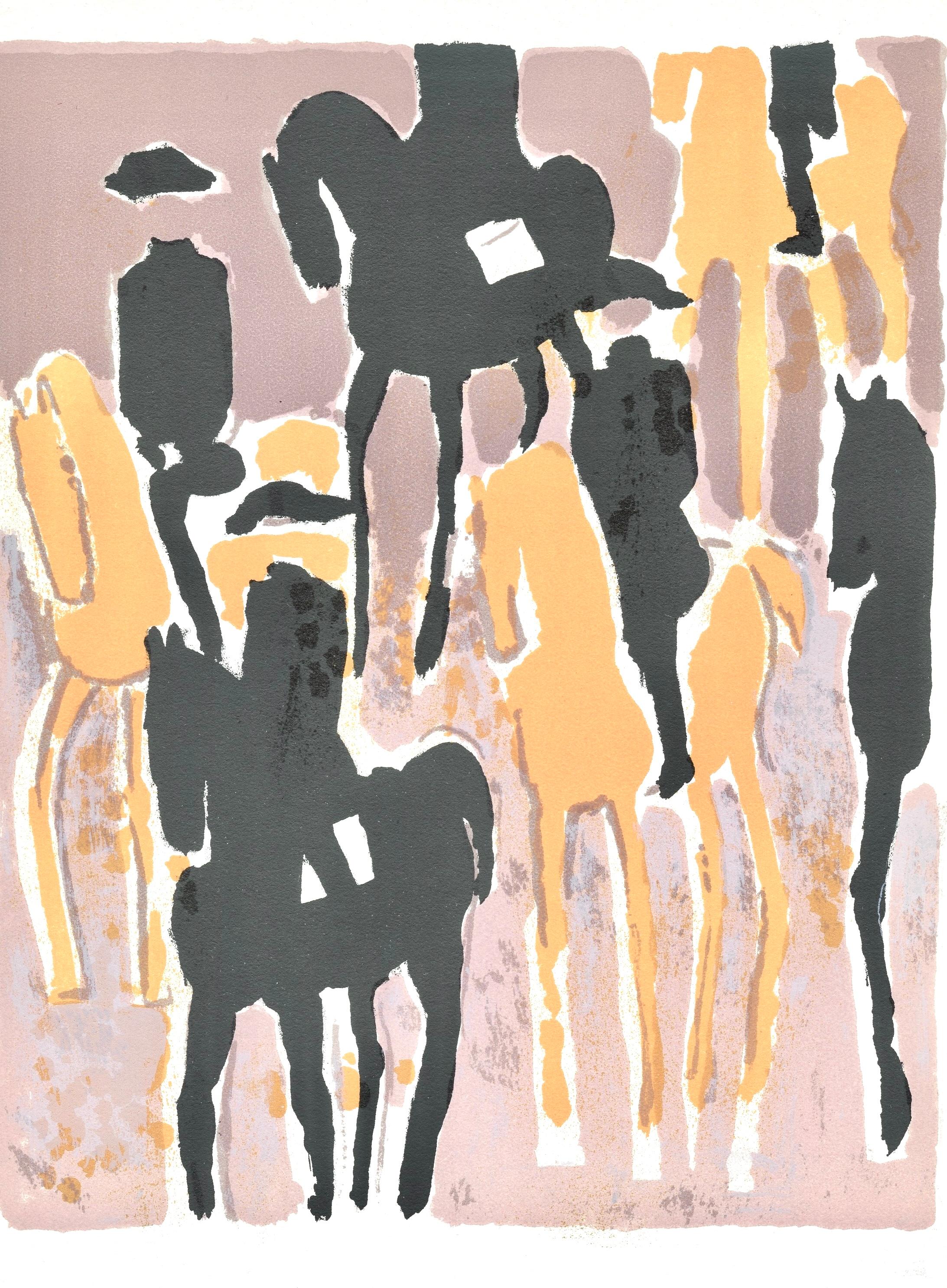 Landscape Print de André Brasilier - Le Cadre noir, Impresiones de la Imprenta Mourlot