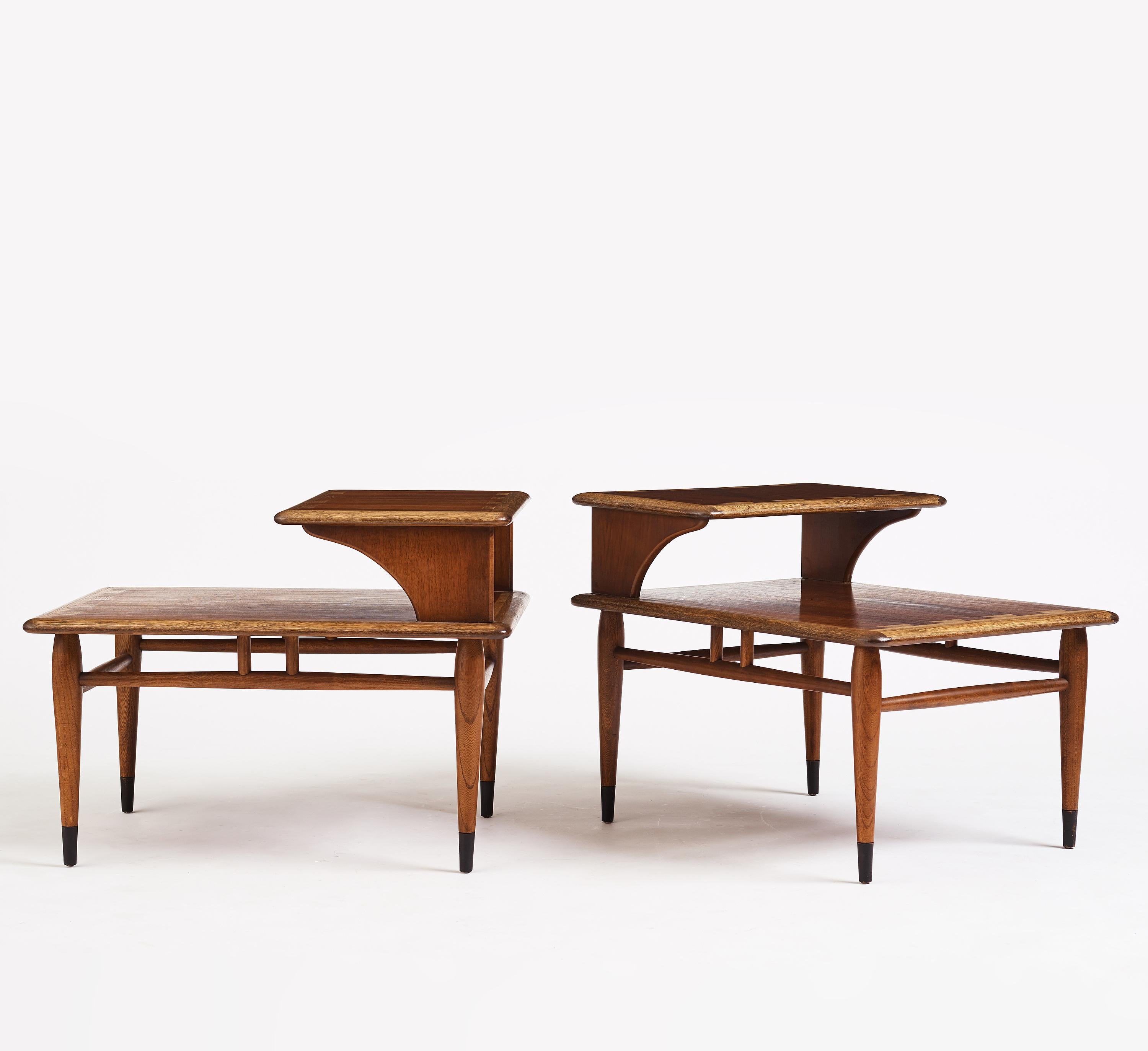 20th Century Andre Bus a Pair of 'Acclaim' Walnut Side Tables Forlane USA 1960 Signed For Sale