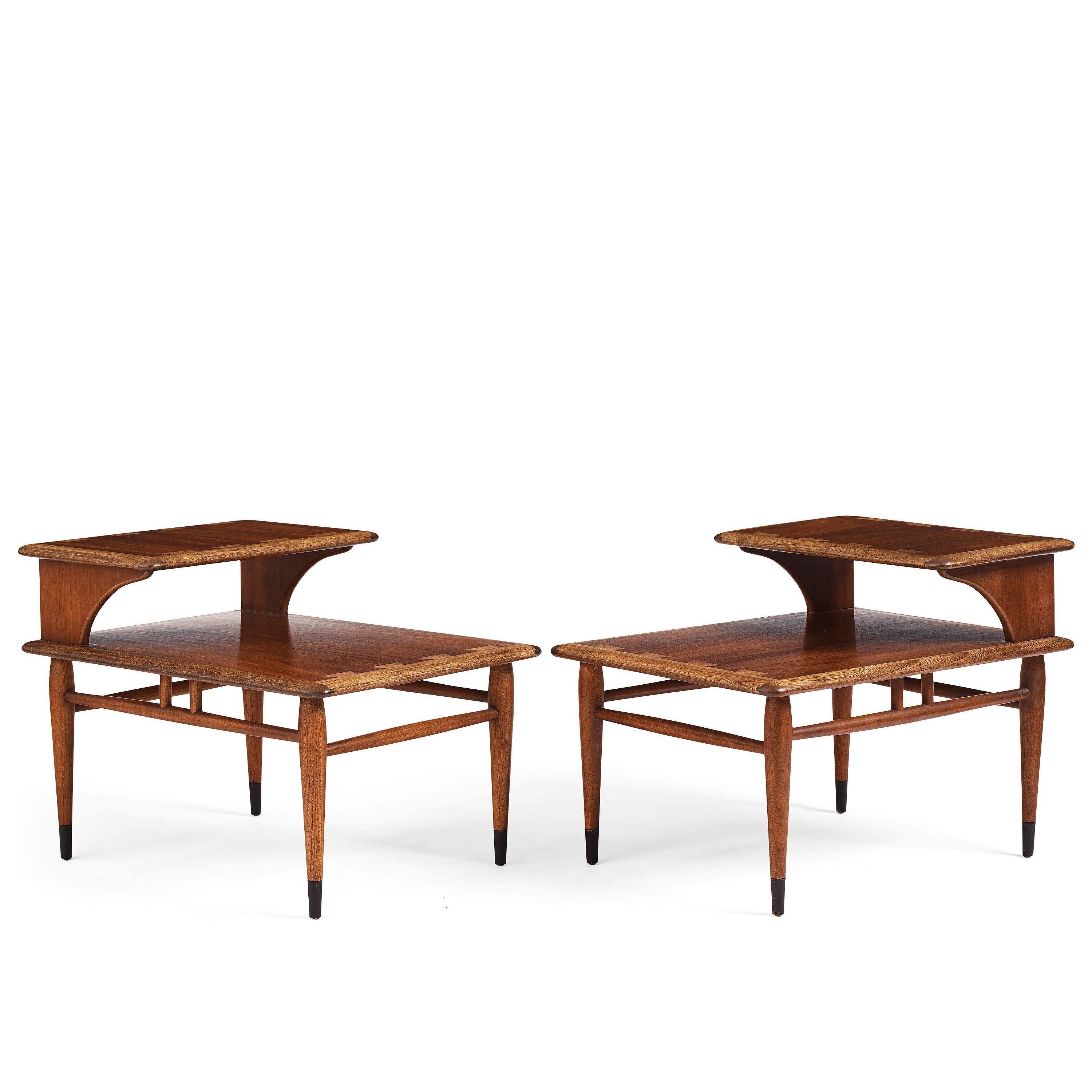 Andre Bus a Pair of 'Acclaim' Walnut Side Tables Forlane USA 1960 Signed For Sale 2