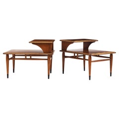 Andre Bus a Pair of 'Acclaim' Walnut Side Tables Forlane USA 1960 Signed