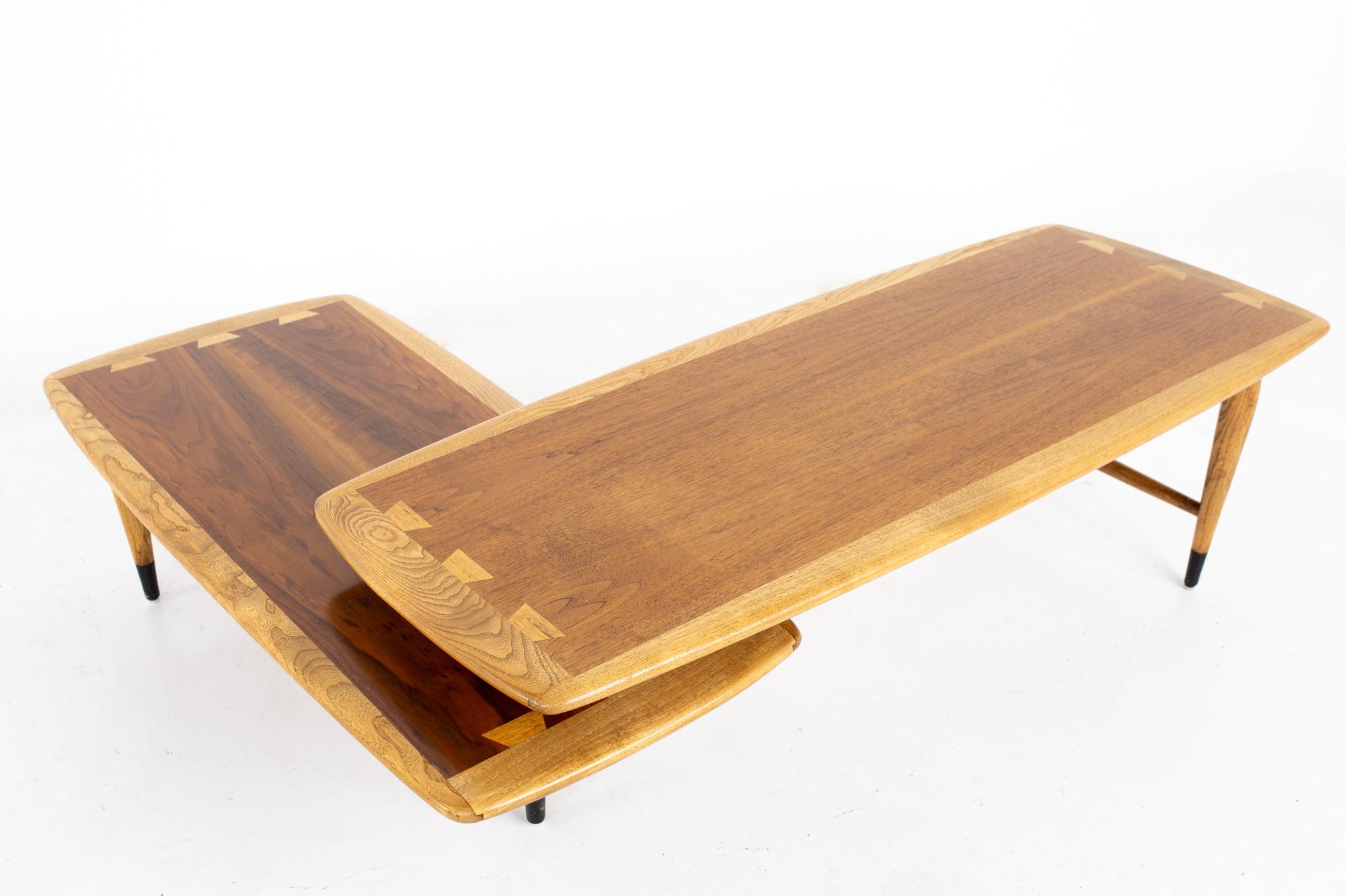 Andre Bus for Lane Acclaim MCM Walnut and Oak Dovetail Switchblade Coffee Table 2