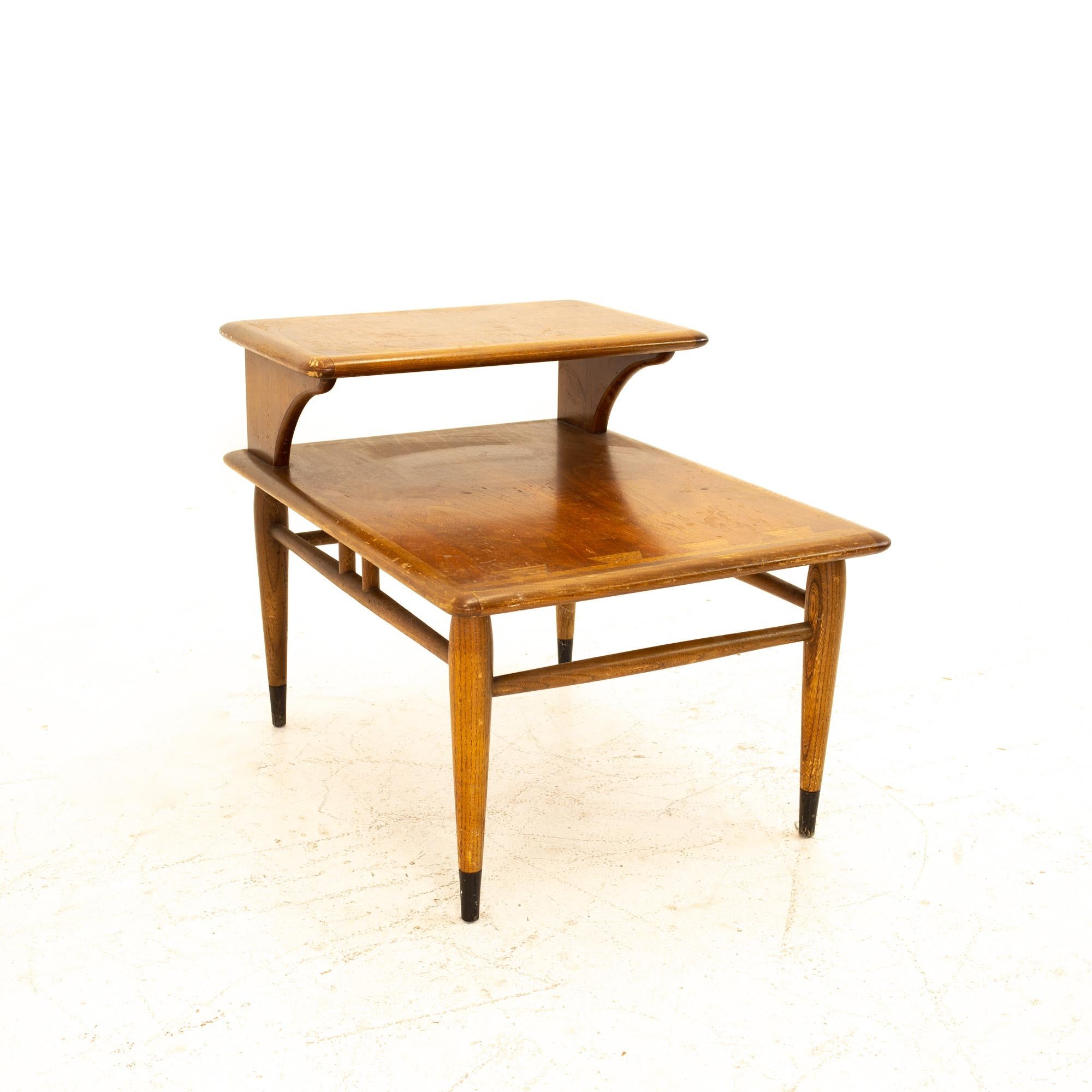 Mid-Century Modern Andre Bus for Lane Acclaim MCM Walnut Dovetail Step Side End Tables, Pair