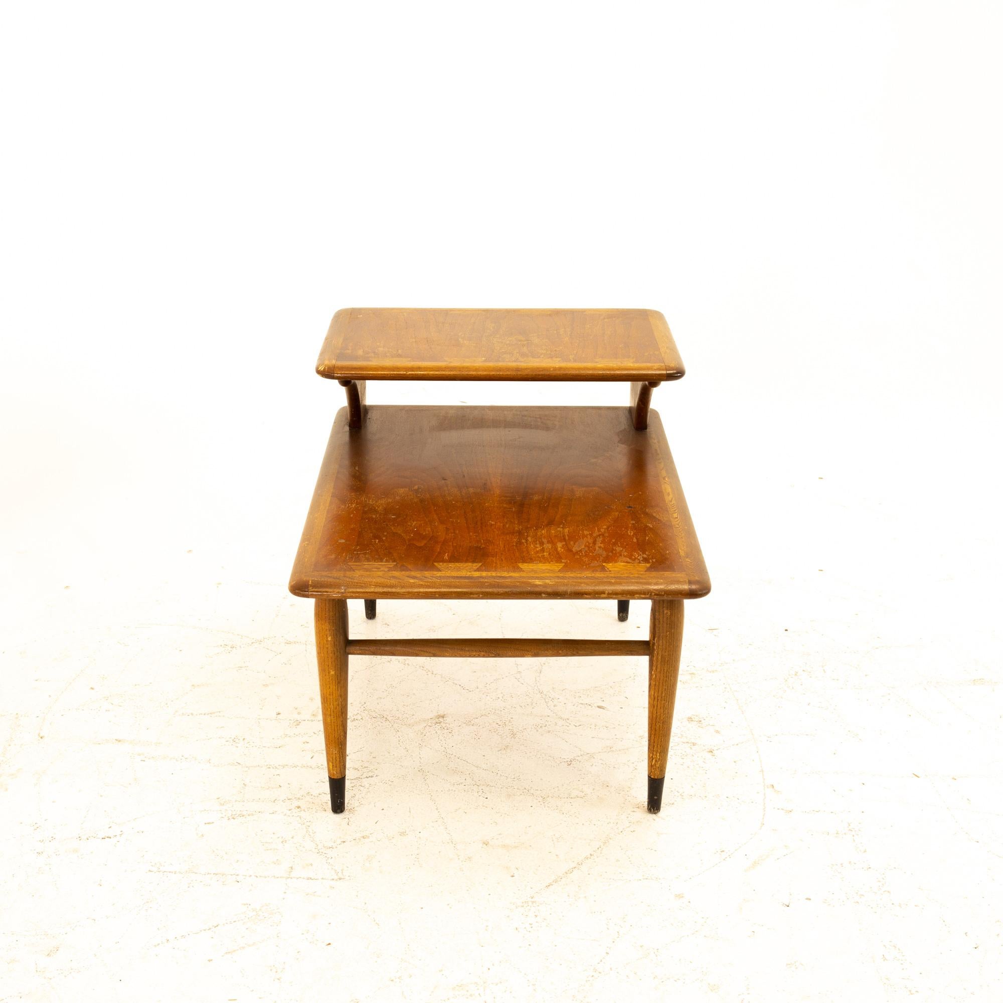 Late 20th Century Andre Bus for Lane Acclaim MCM Walnut Dovetail Step Side End Tables, Pair