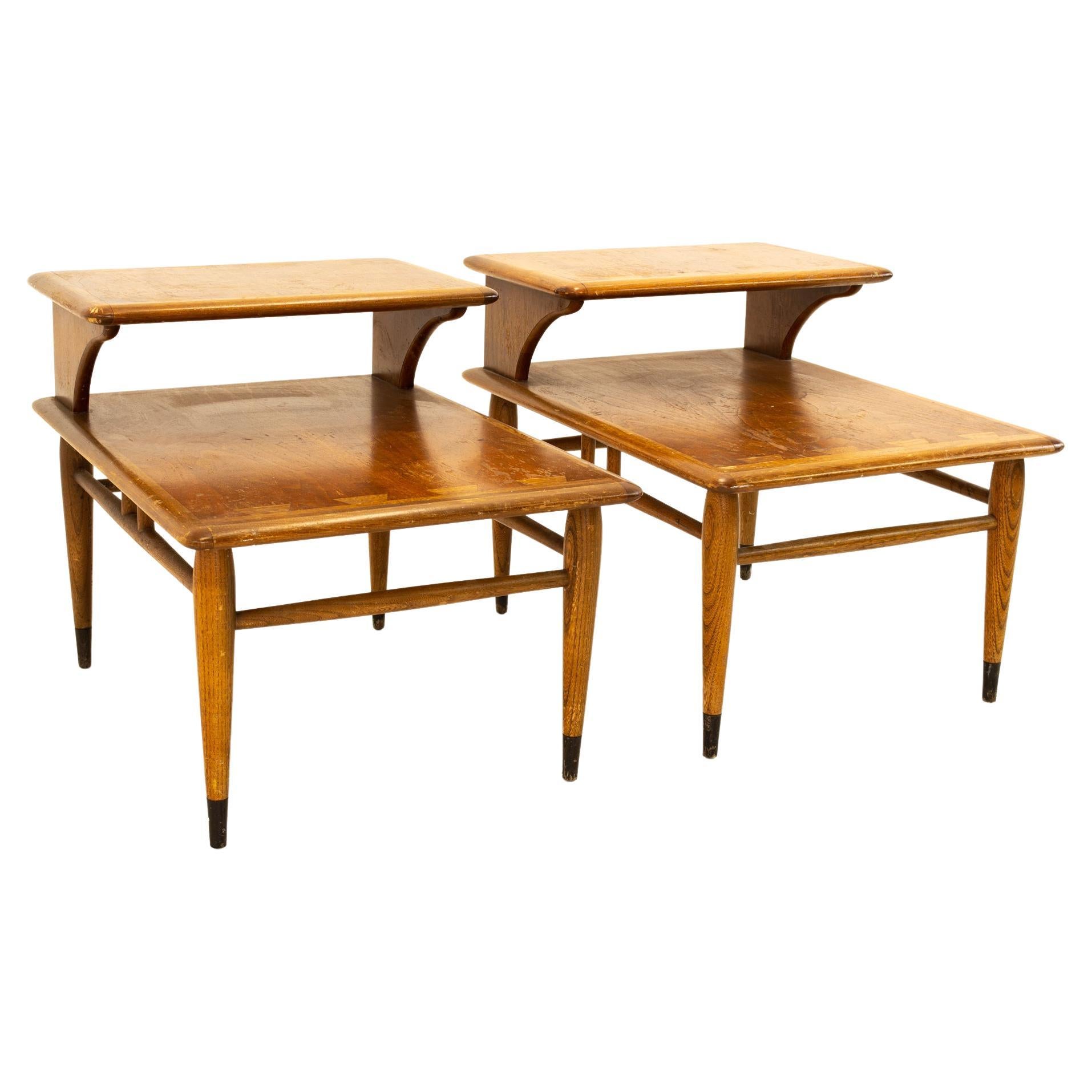 Andre Bus for Lane Acclaim MCM Walnut Dovetail Step Side End Tables, Pair