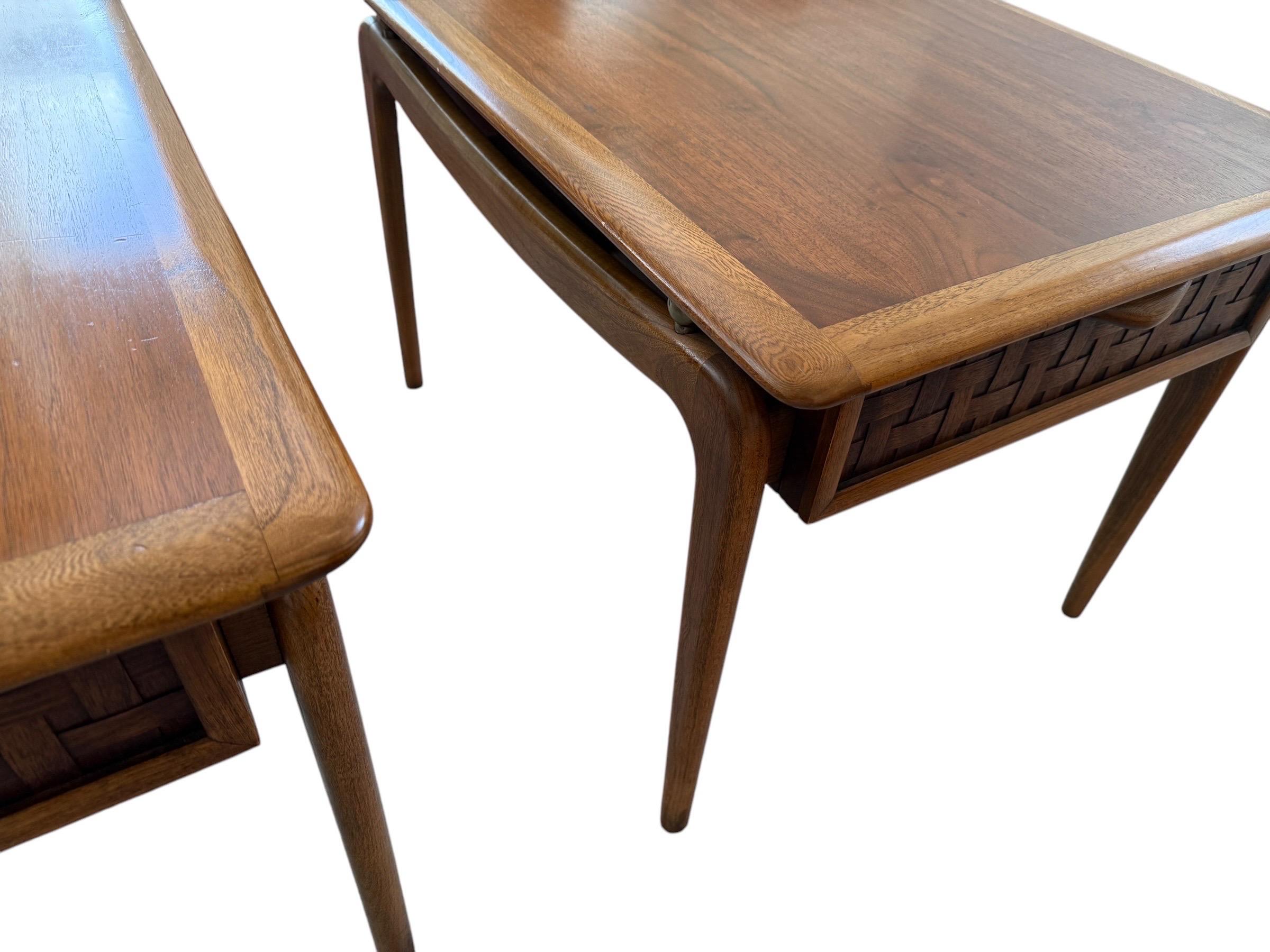 Andre Bus for Lane Perception Mid Century Walnut Side End Tables a Pair For Sale 4