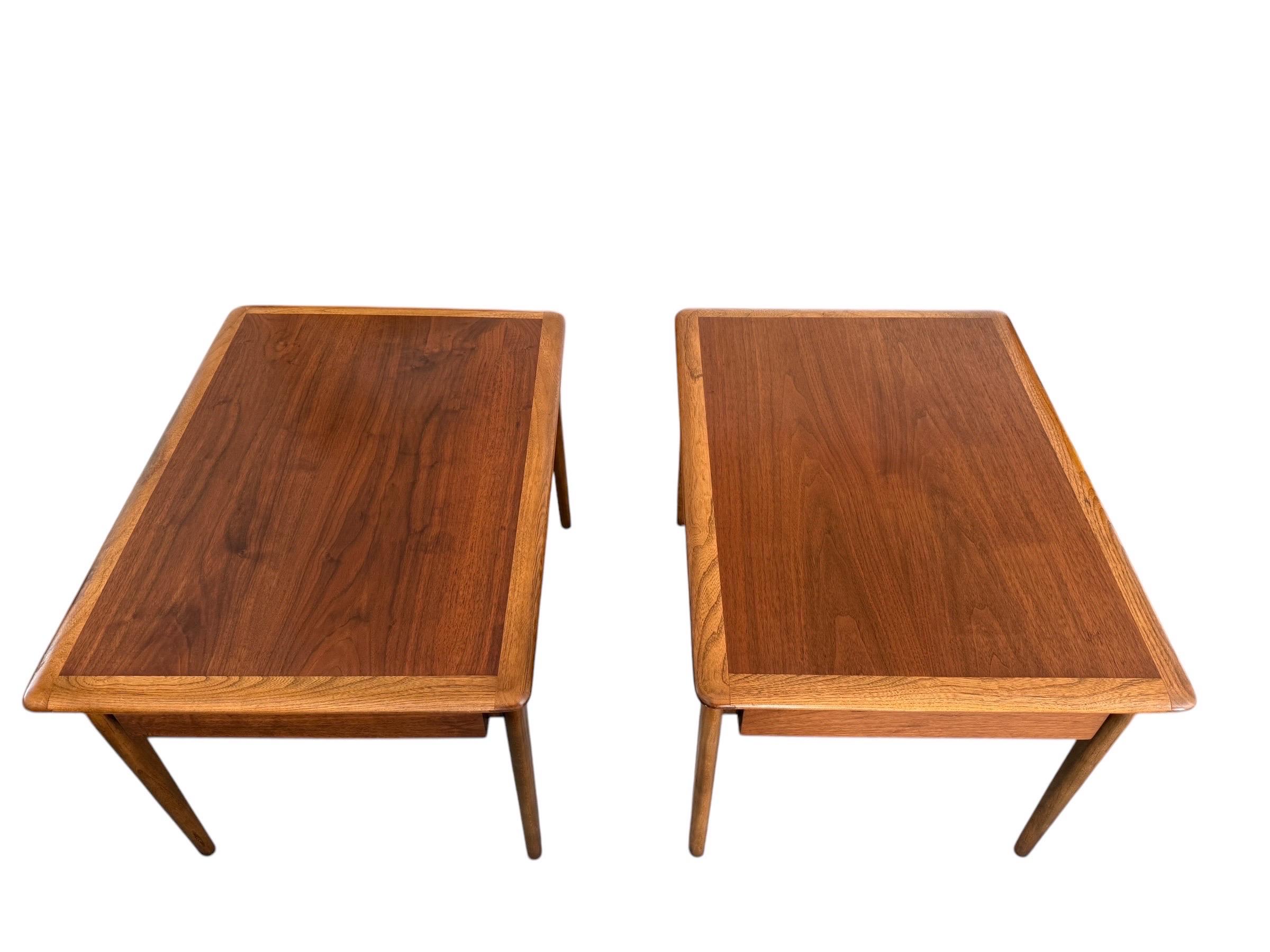 Andre Bus for Lane Perception Mid Century Walnut Side End Tables a Pair For Sale 5