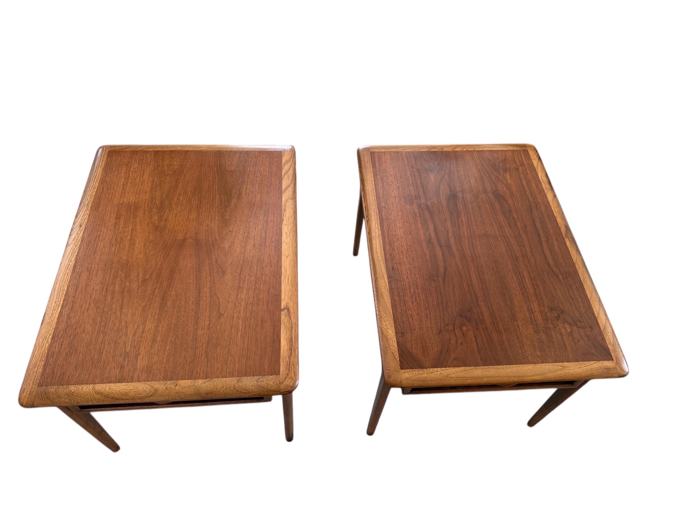 Andre Bus for Lane Perception Mid Century Walnut Side End Tables a Pair For Sale 6