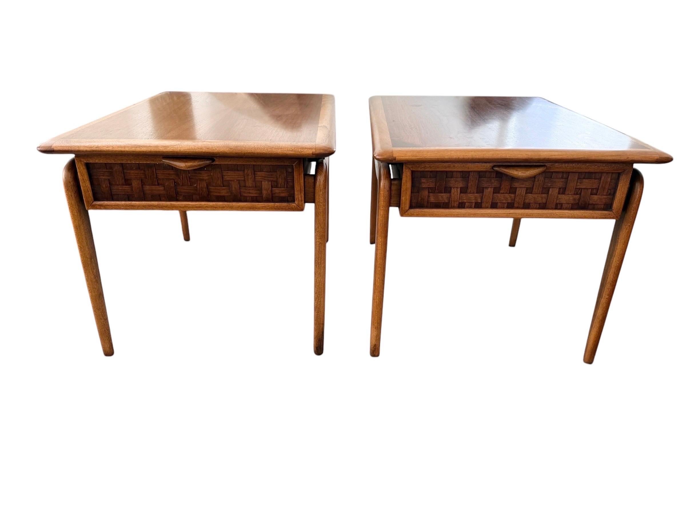 Andre Bus for Lane Perception Mid Century Walnut Side End Tables a Pair For Sale 8