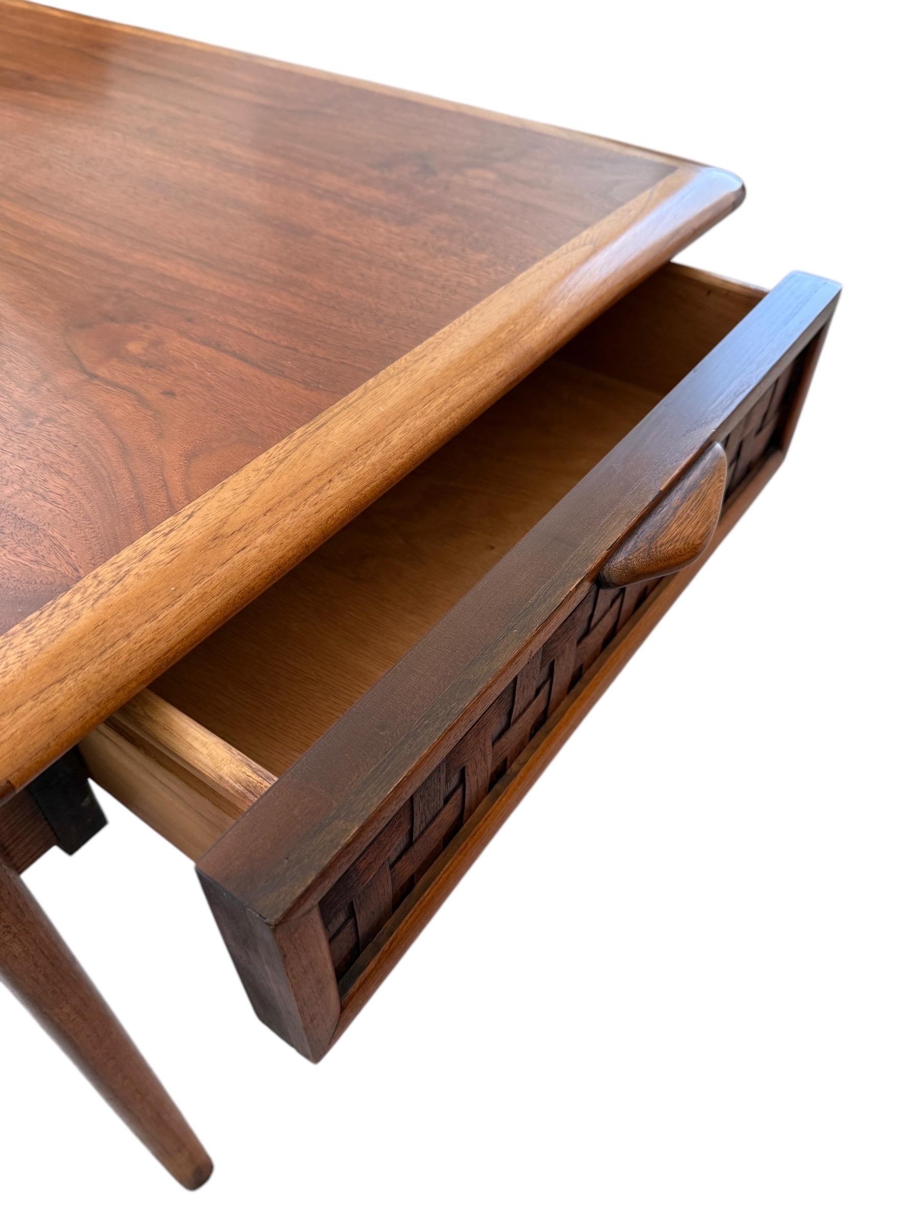 Andre Bus for Lane Perception Mid Century Walnut Side End Tables a Pair For Sale 9