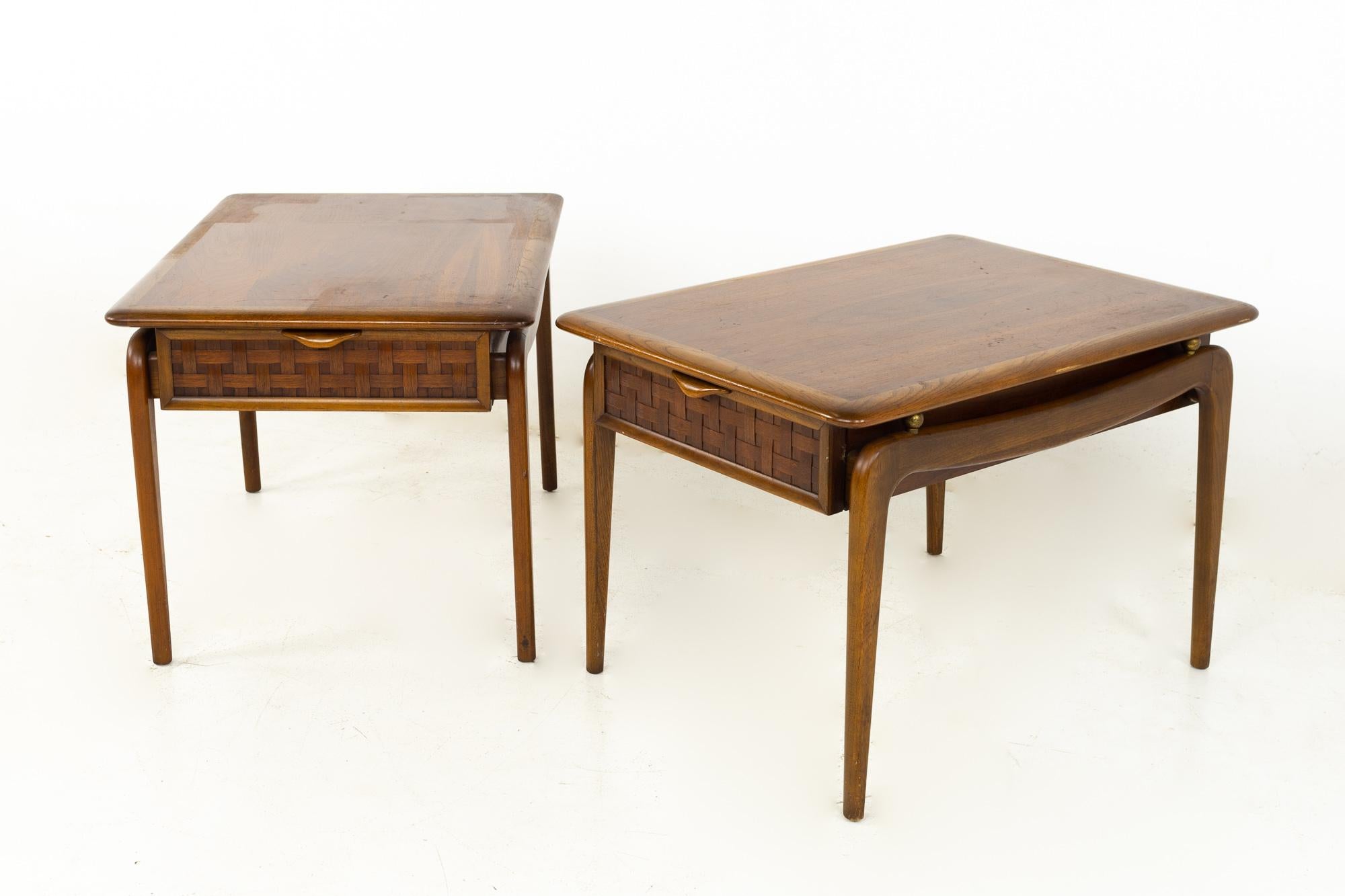 Mid-Century Modern Andre Bus for Lane Perception Mid Century Walnut Side End Tables, a Pair