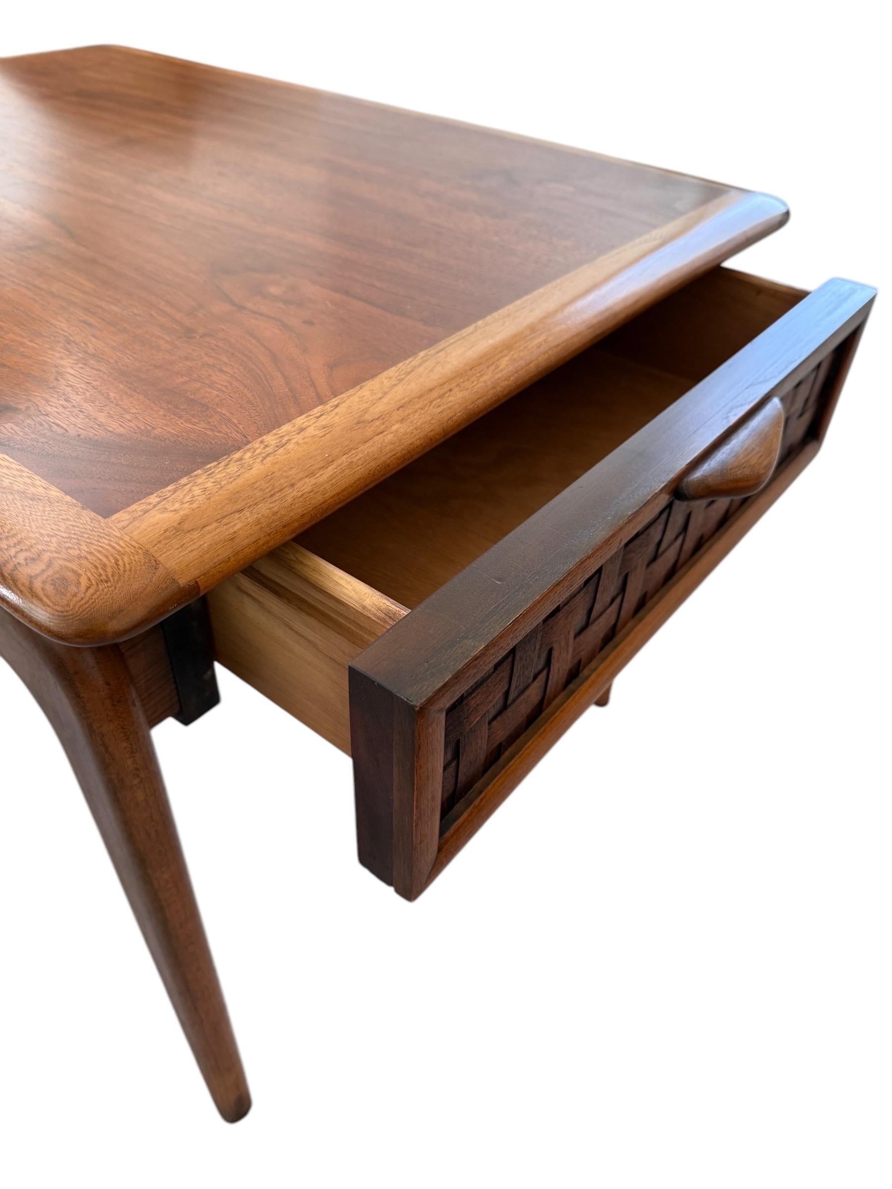 American Andre Bus for Lane Perception Mid Century Walnut Side End Tables a Pair For Sale