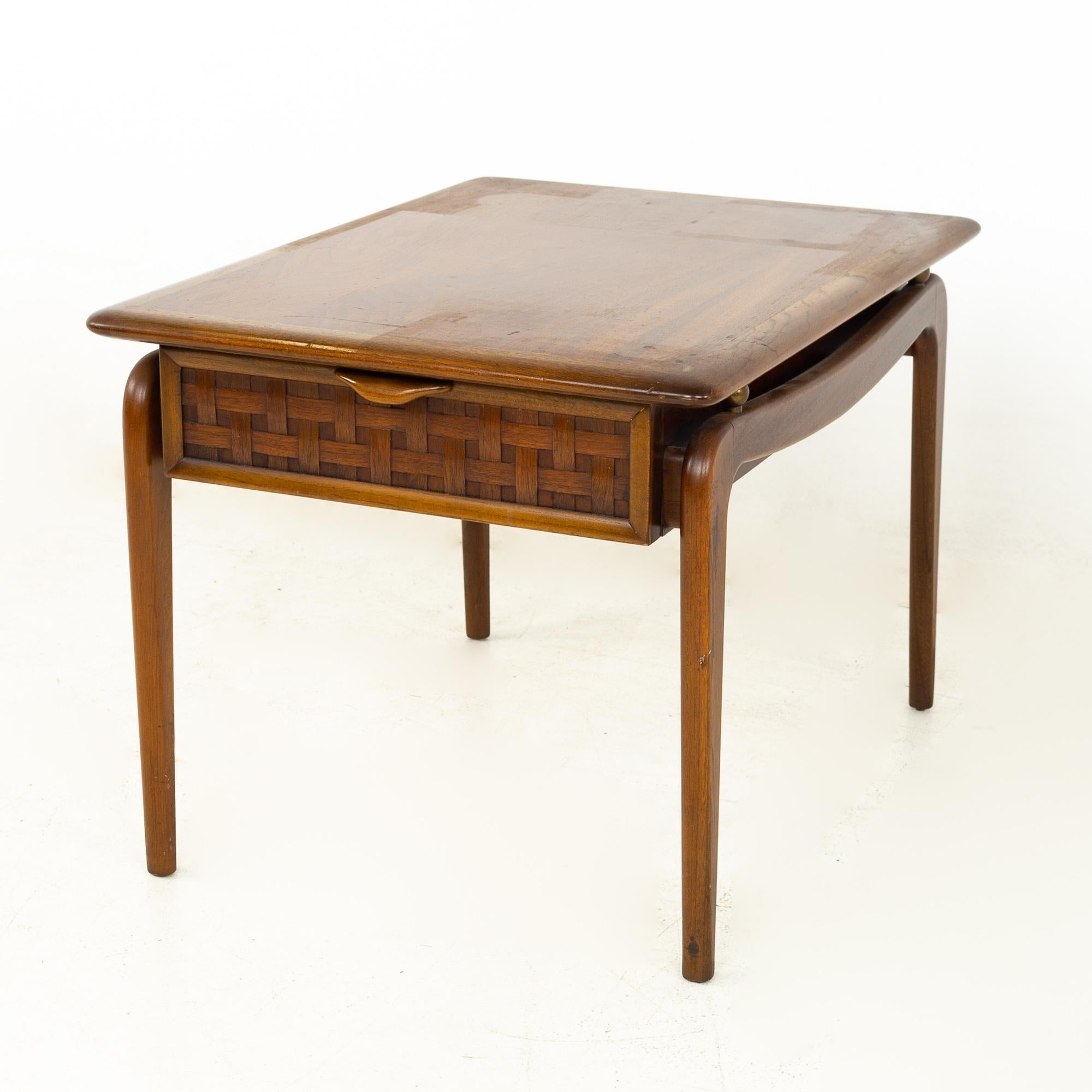 Late 20th Century Andre Bus for Lane Perception Mid Century Walnut Side End Tables, a Pair